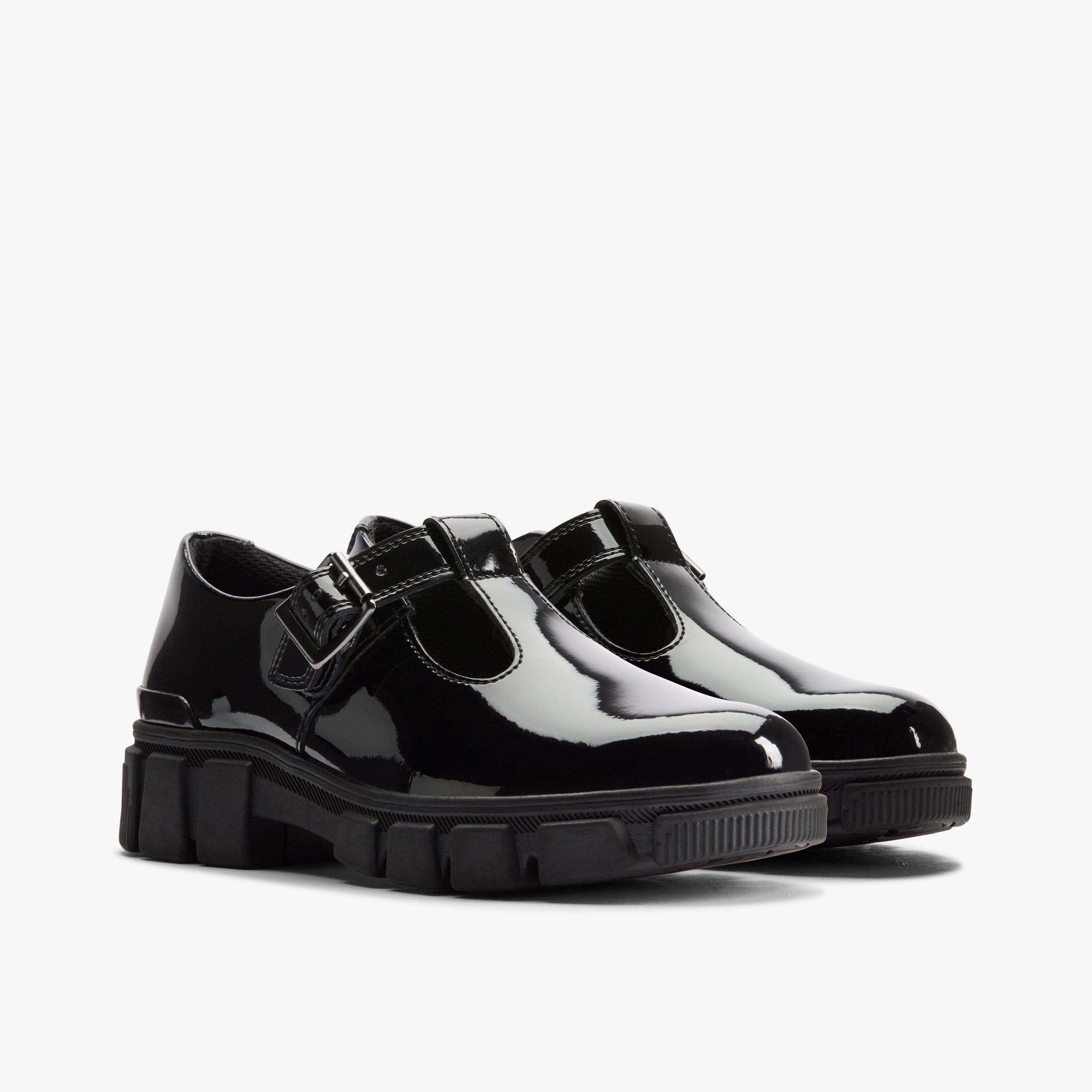 Evyn Bar Youth Black Patent T Bar Shoes School Shoes, view 4 of 6