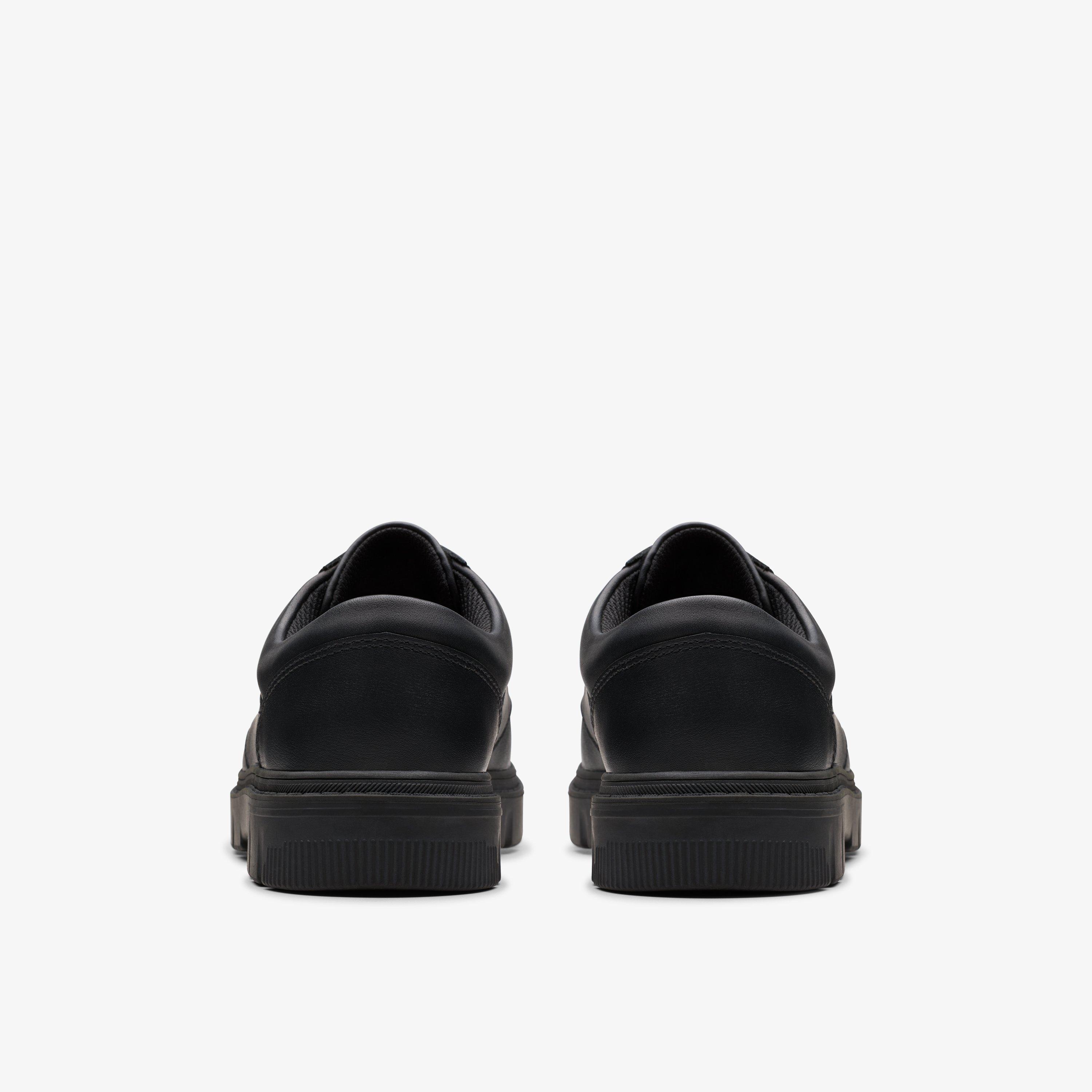 Clarks Boys Leather Lorcam Edge Shoes in Black (Wide Fit)