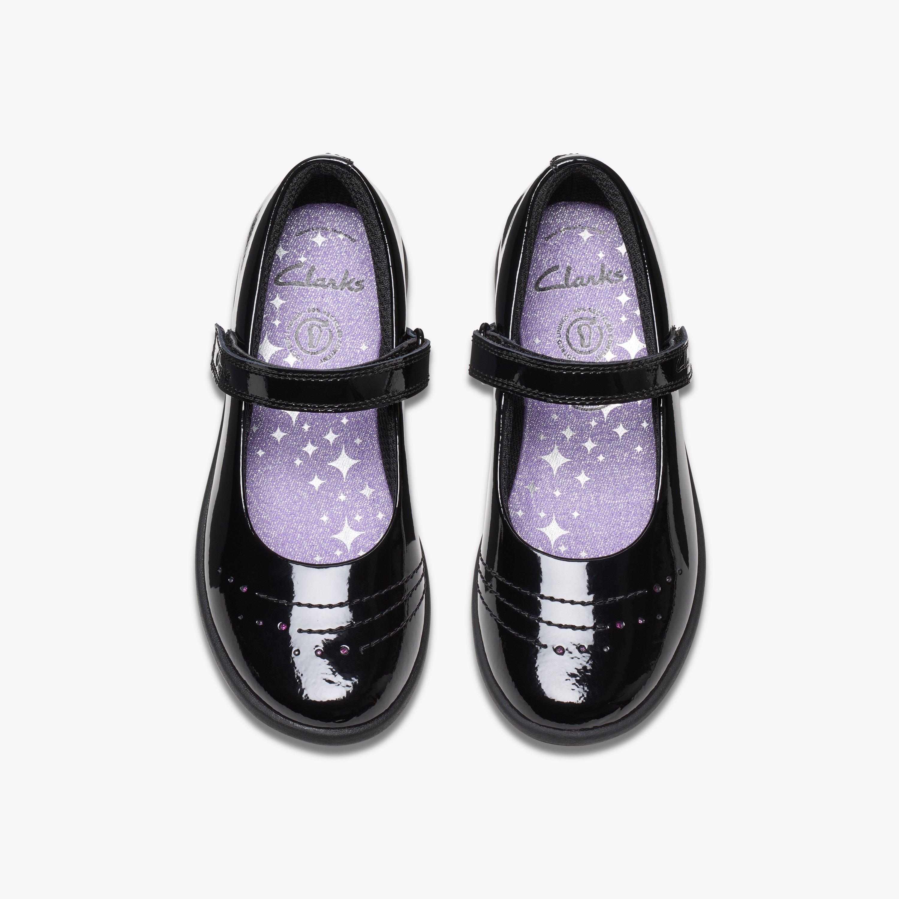 Clarks Girls Leather Etch Pure Shoes in Black (Standard Fit)