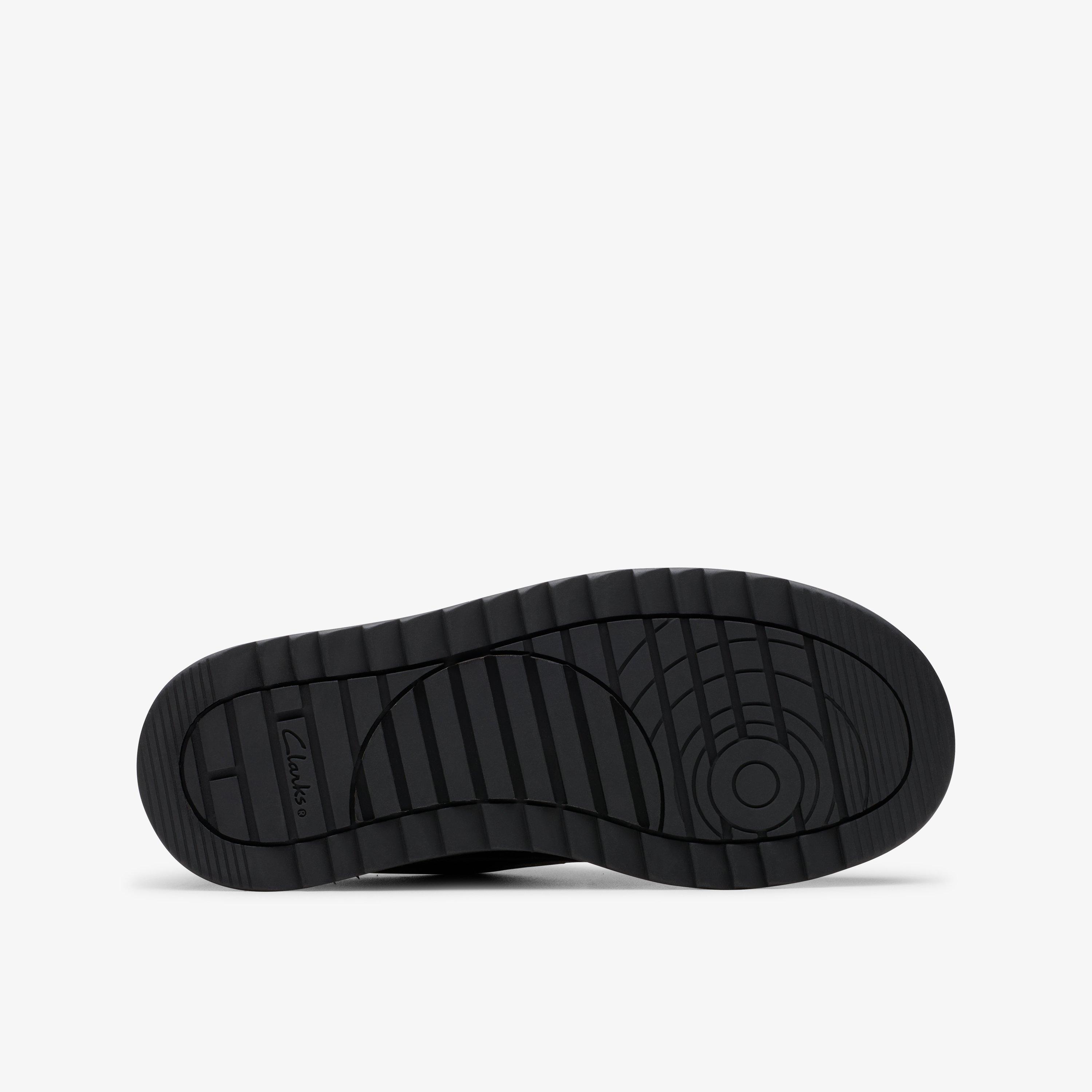 Keelan Flare Kid Black Leather Riptape School Shoes, view 3 of 6