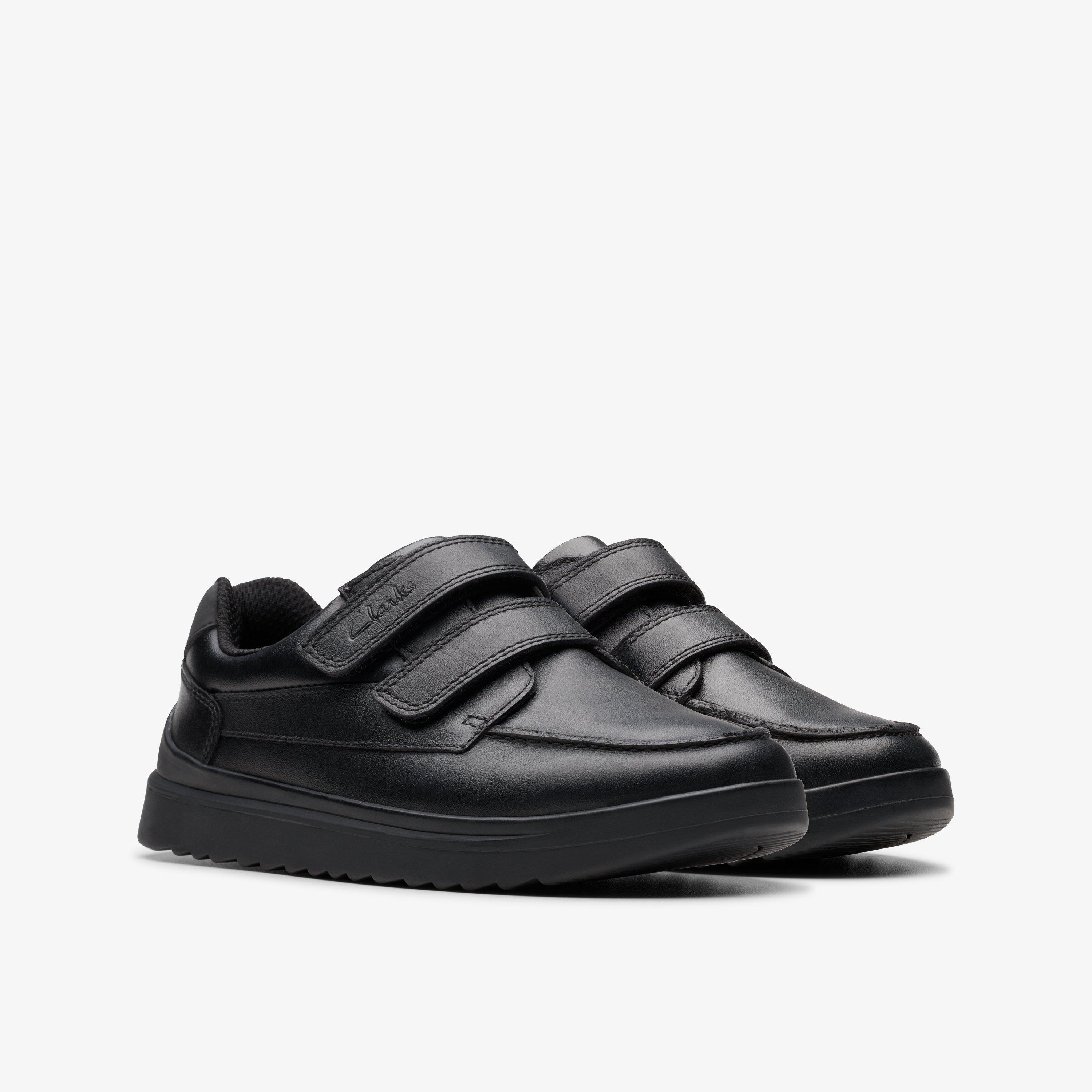 Boys Keelan Flare Kid Black Leather Shoes Clarks UK