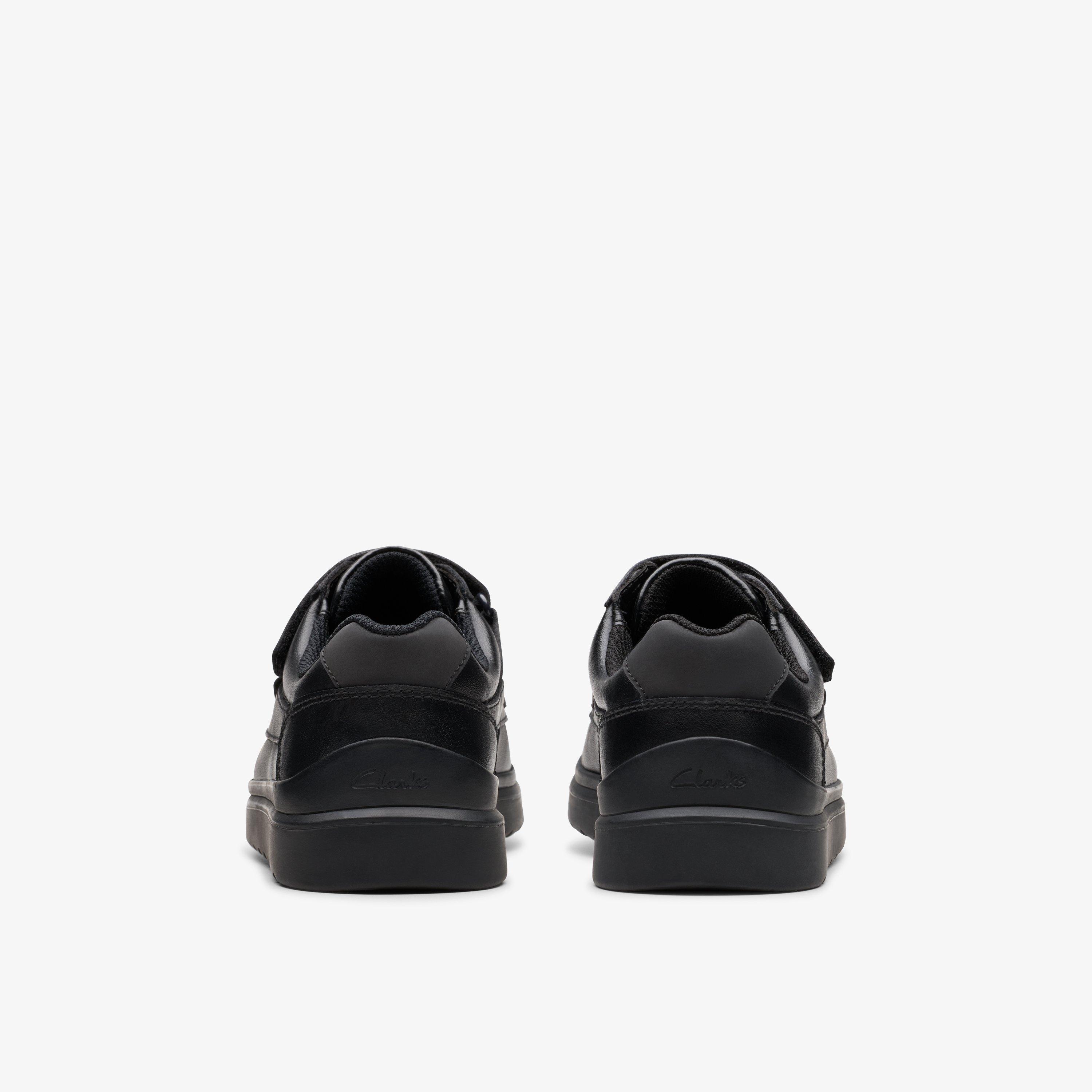 Keelan Flare Kid Black Leather Riptape School Shoes, view 5 of 6
