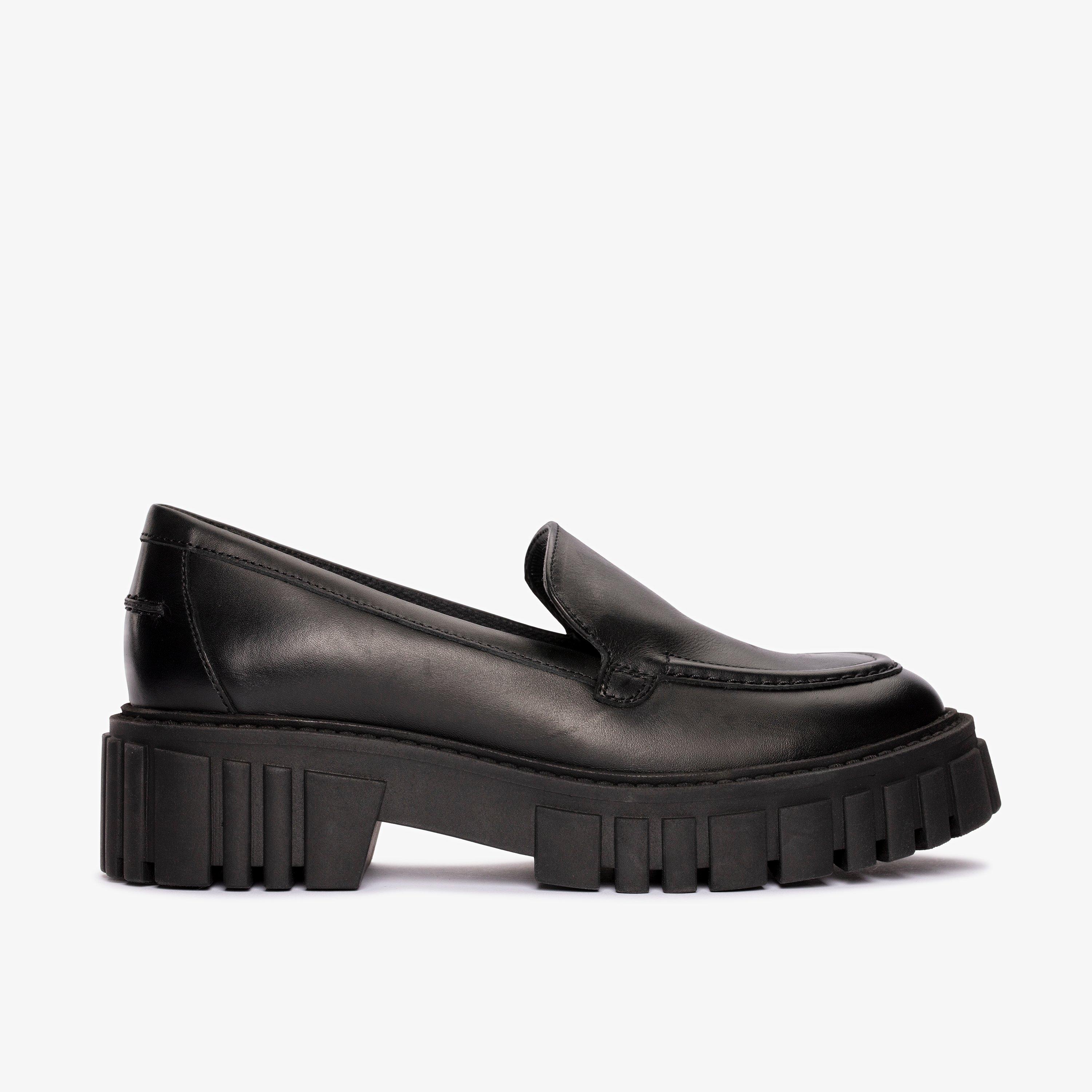 Clarks womens loafers black on sale