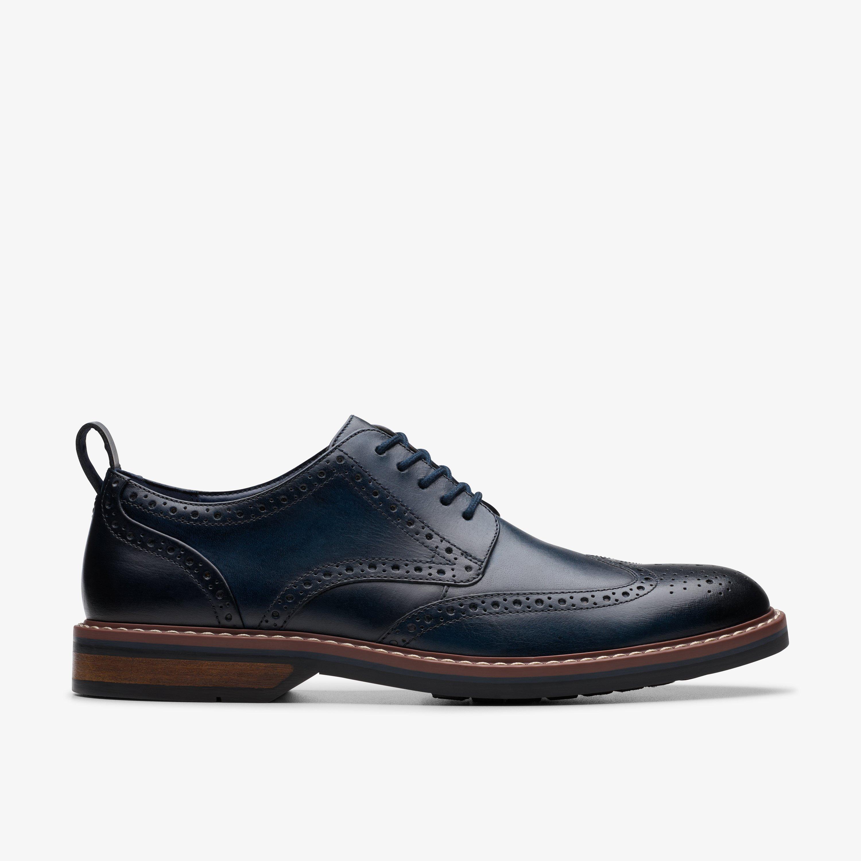 Mens Aldwin Limit Navy Leather Brogues Clarks UK