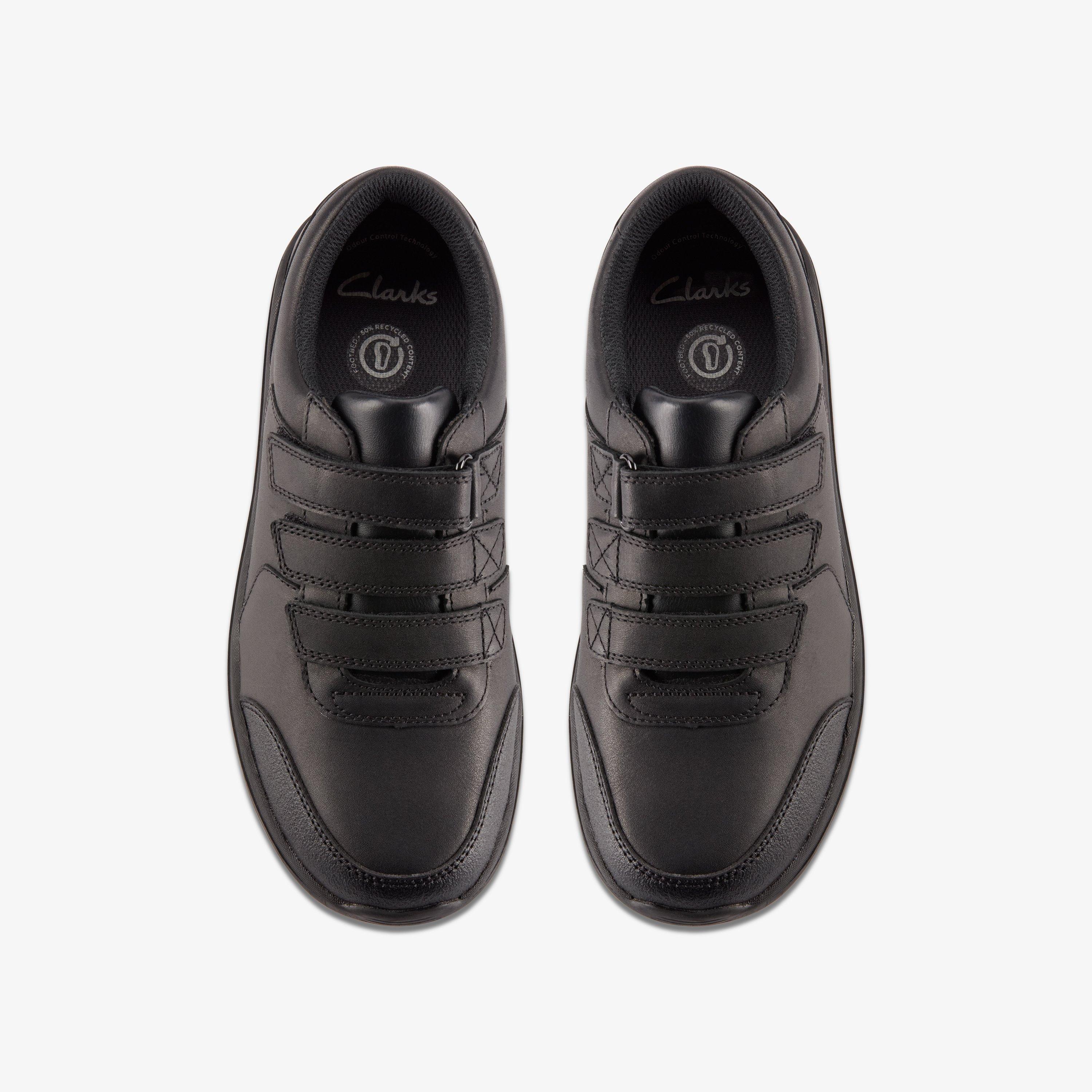 Boys Daze Step Youth Black Leather Riptape, School Shoes Shoes