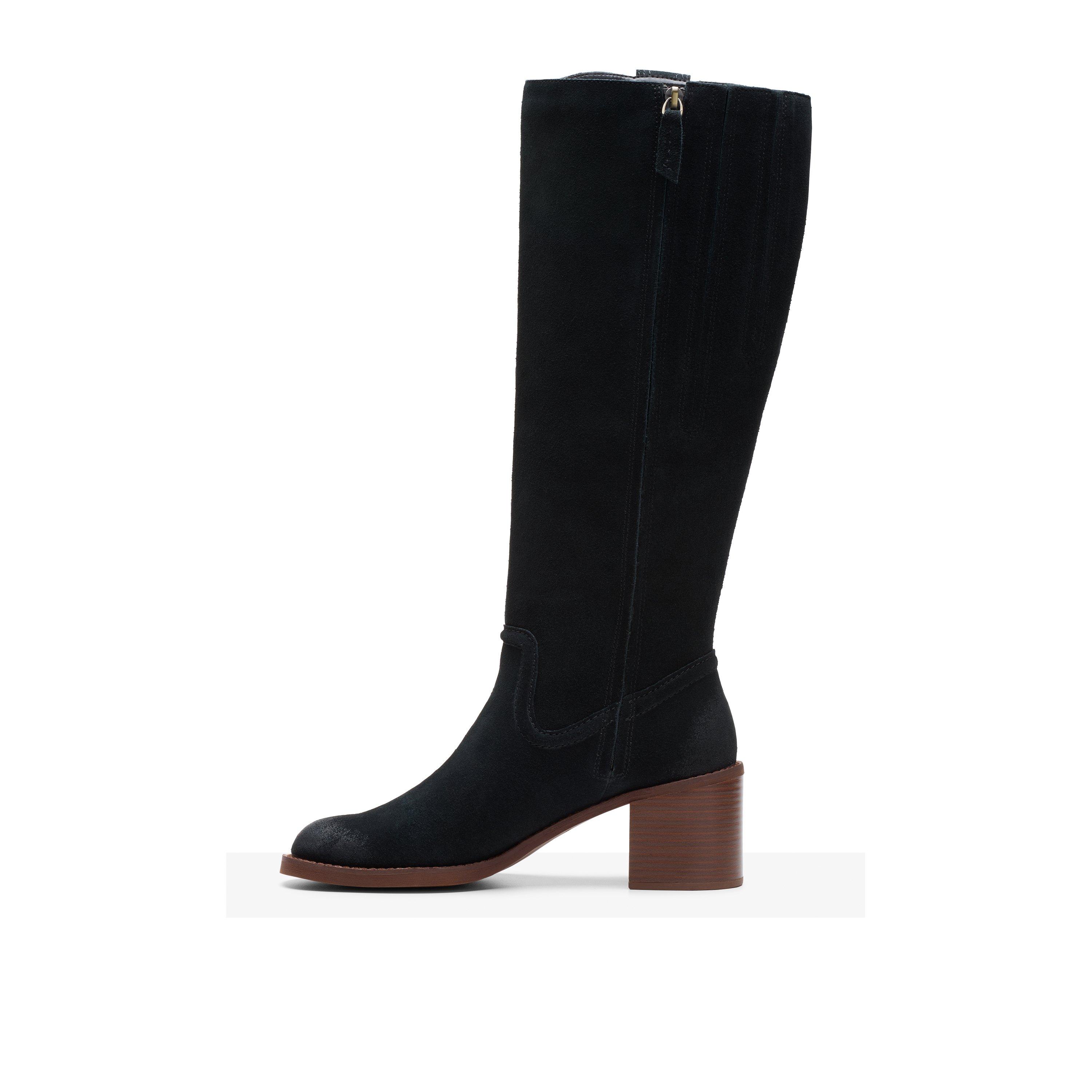 Clarks knee high suede boots best sale