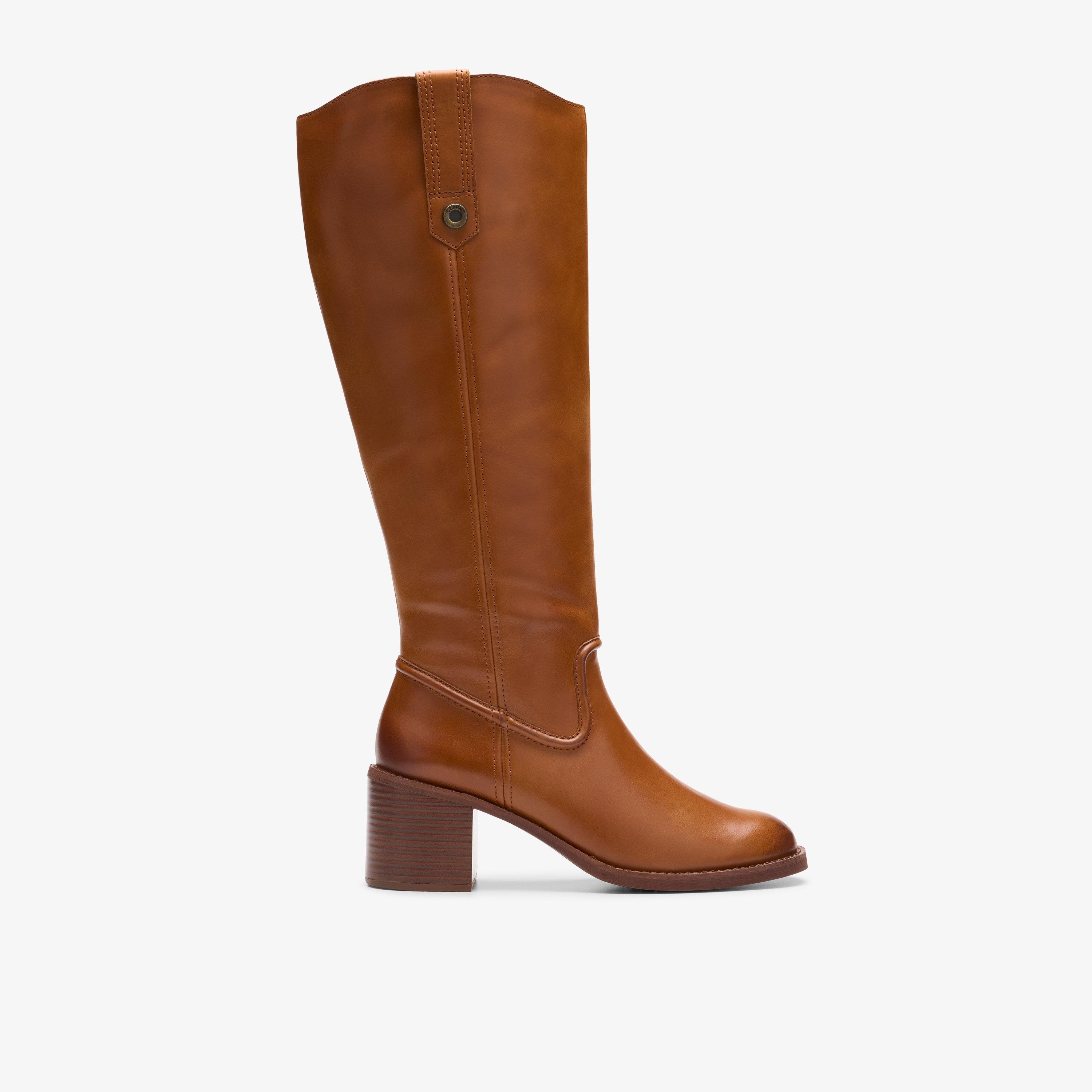 Clarks tan knee high boots on sale