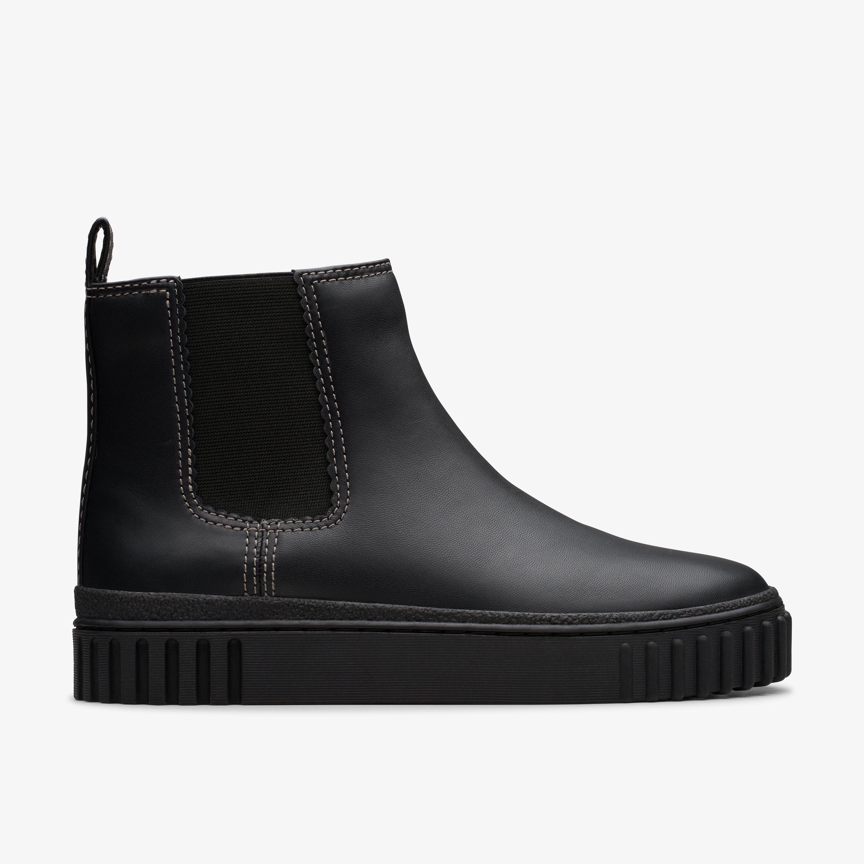 ★Clarks Mayhill Top クラークス 厚底 サイドゴアブーツ 24 Womens Mayhill Top Black Leather Chelsea Boots | Clarks