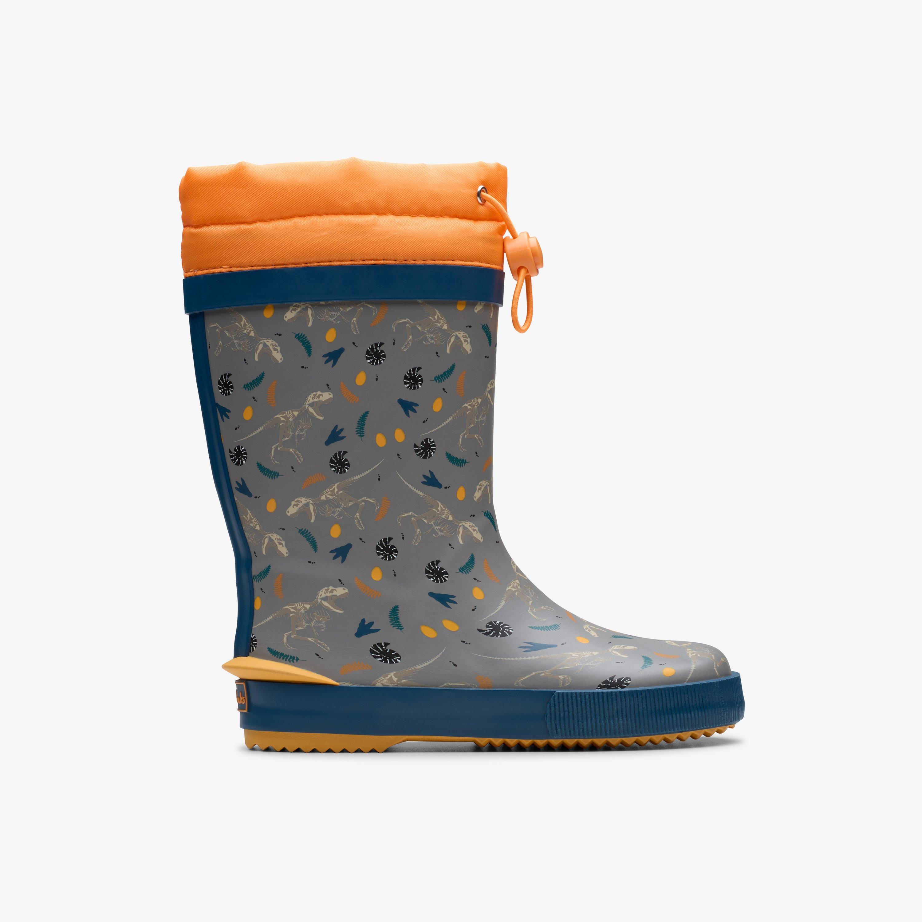 Tarri Race Kid Grey Print Wellies, view 1 of 6