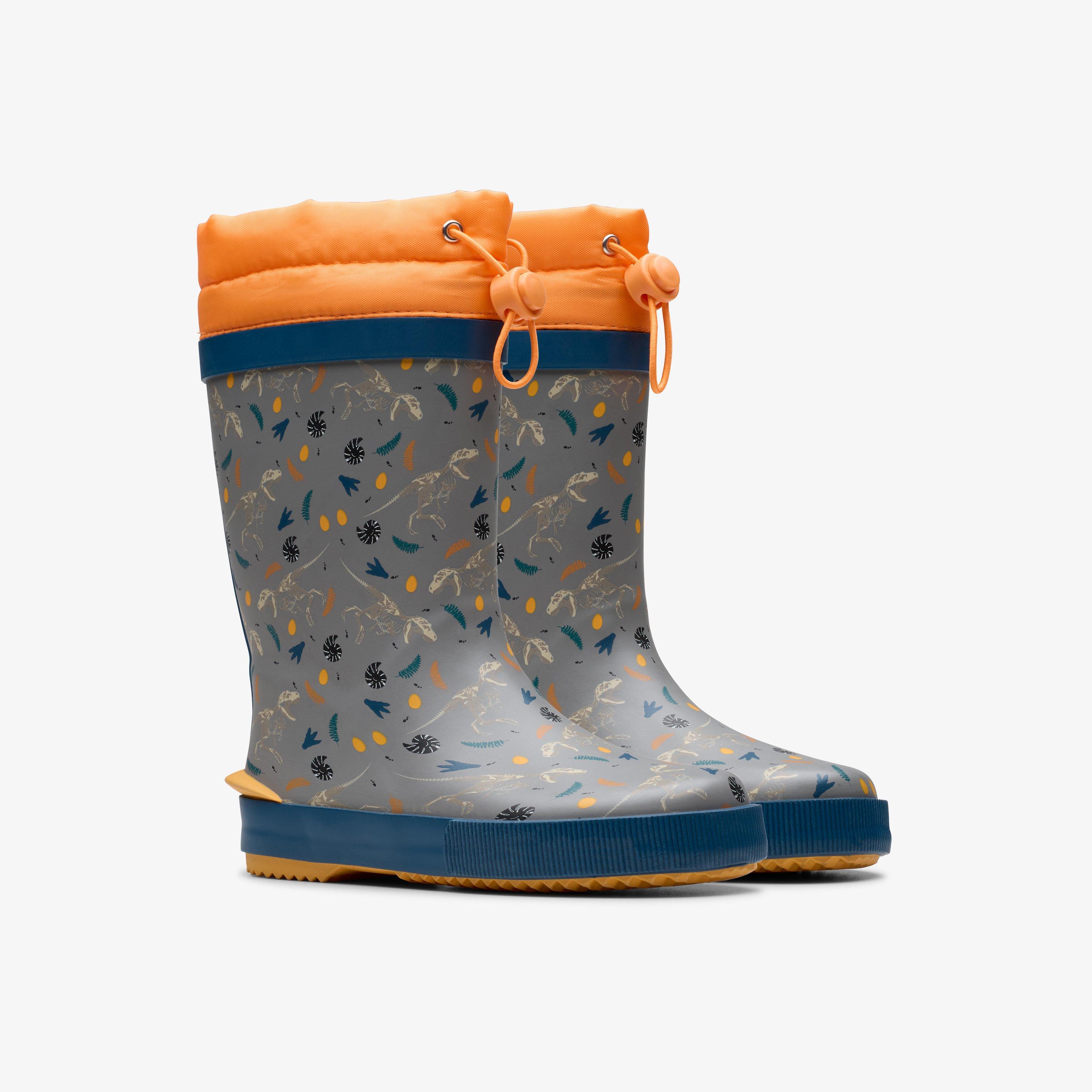 Tarri Race Kid Grey Print Wellies, view 4 of 6