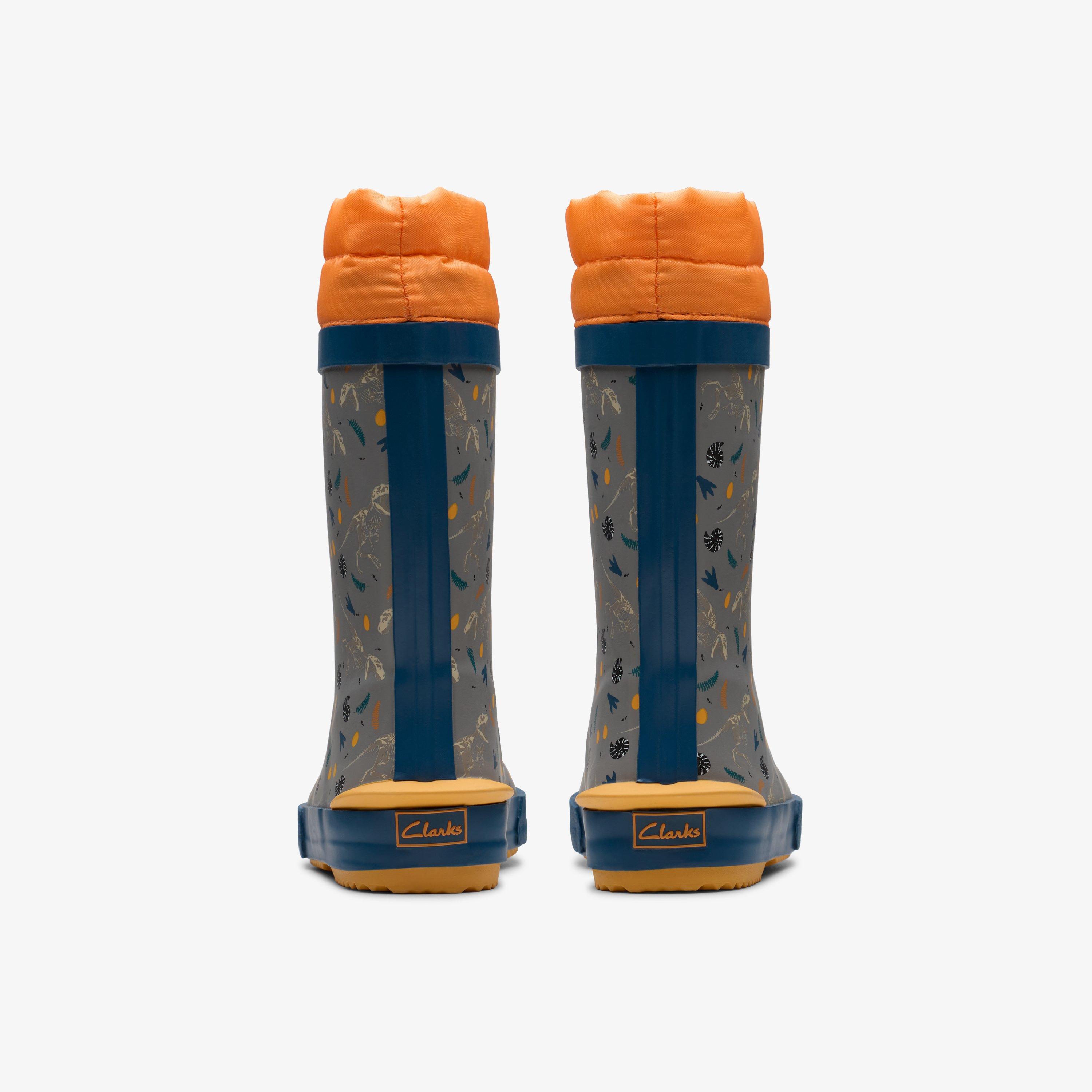 Tarri Race Kid Grey Print Wellies, view 5 of 6