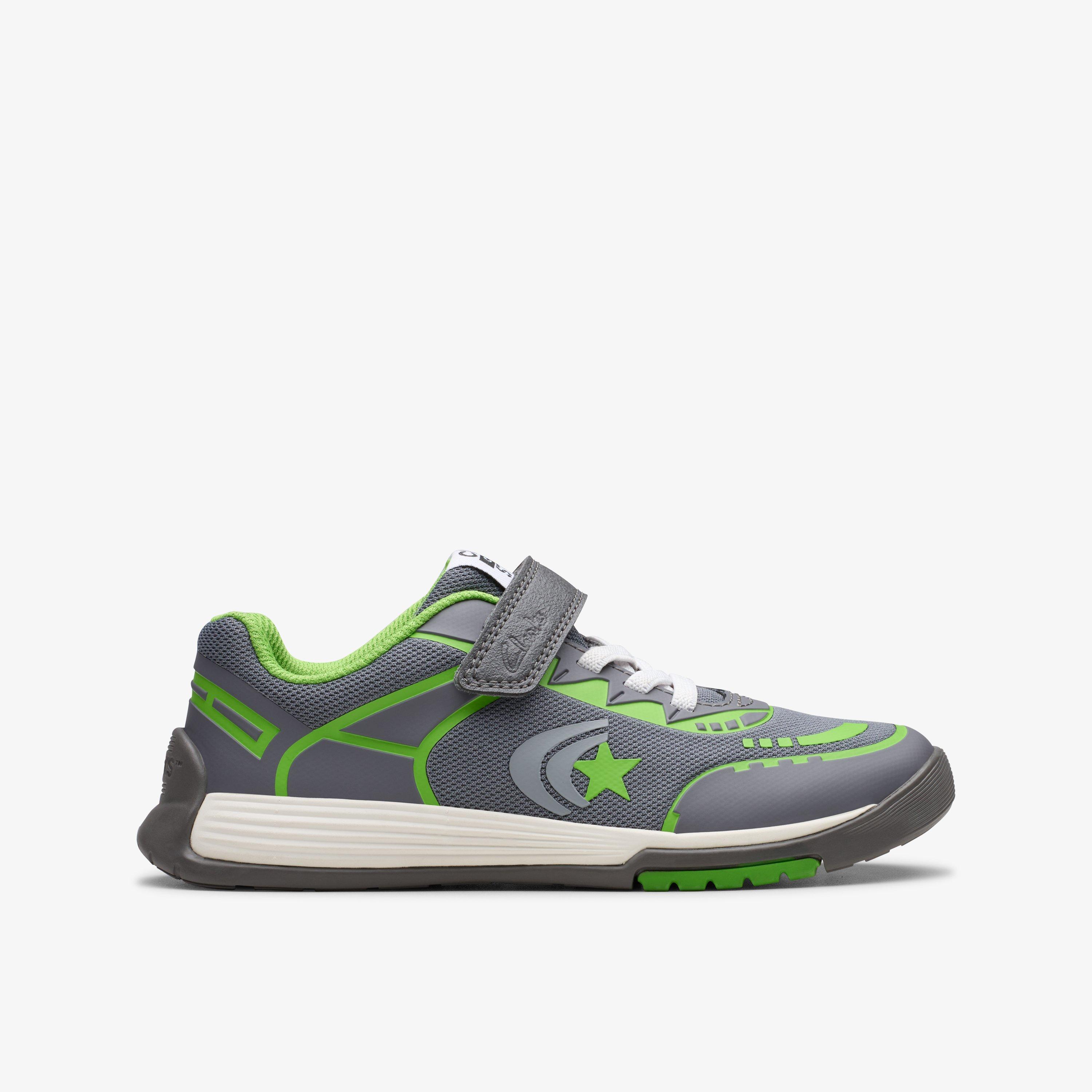 Boys Cica Star Flex Kid Grey/Green Trainers | Clarks UK