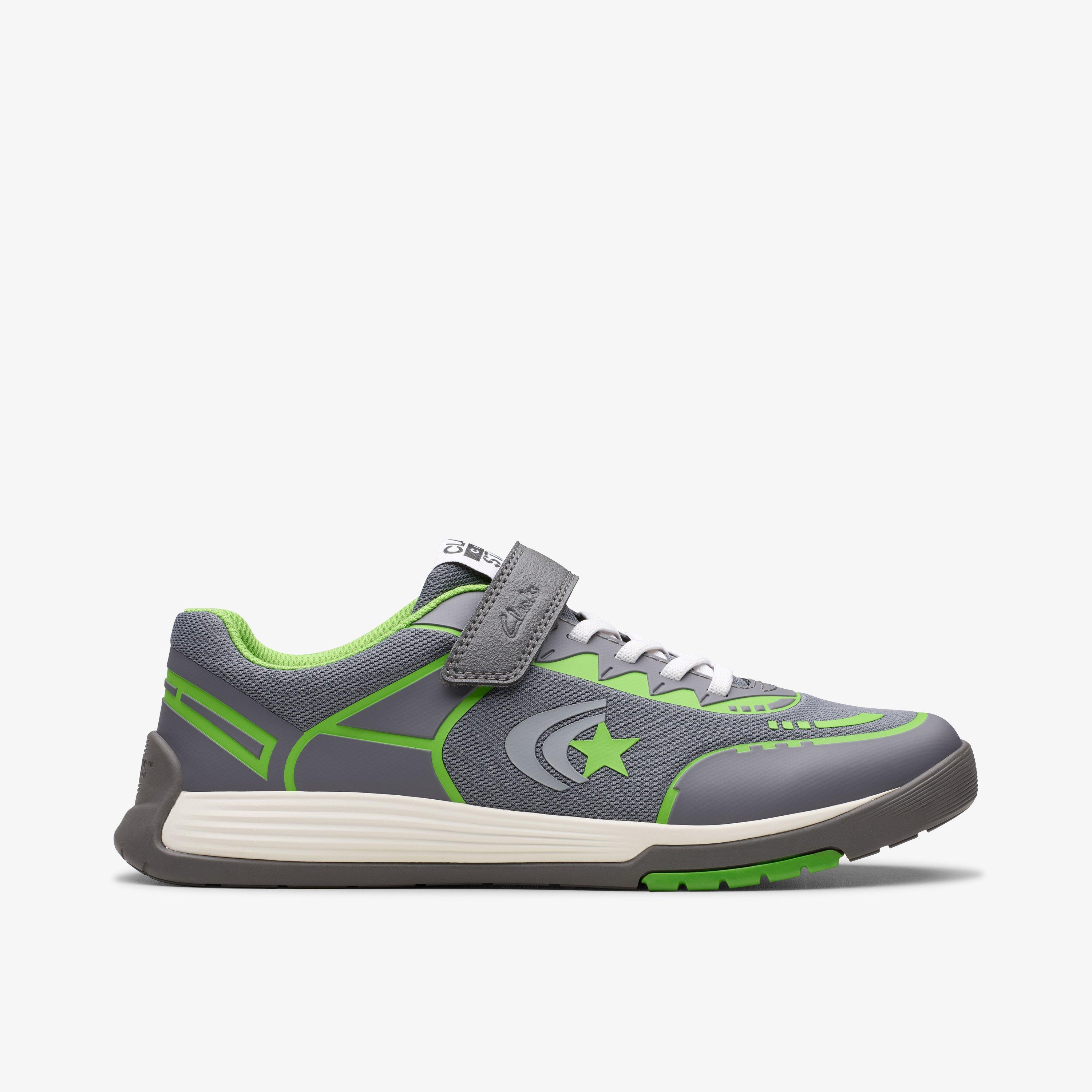 Boys Cica Star Flex Youth Grey/Green Trainers | Clarks UK