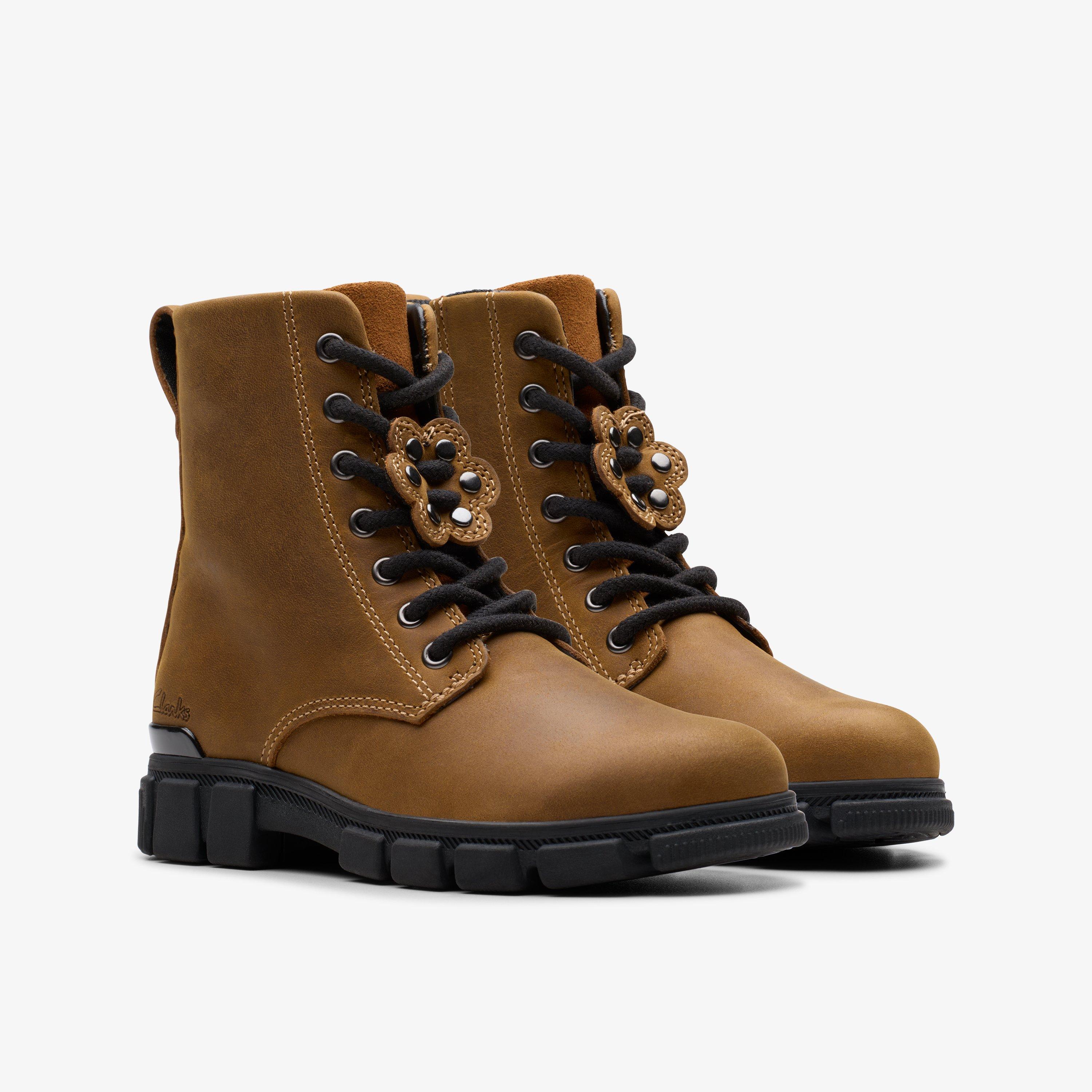 Evyn Top Kid Tan Ankle Boots Lace Up, view 4 of 6