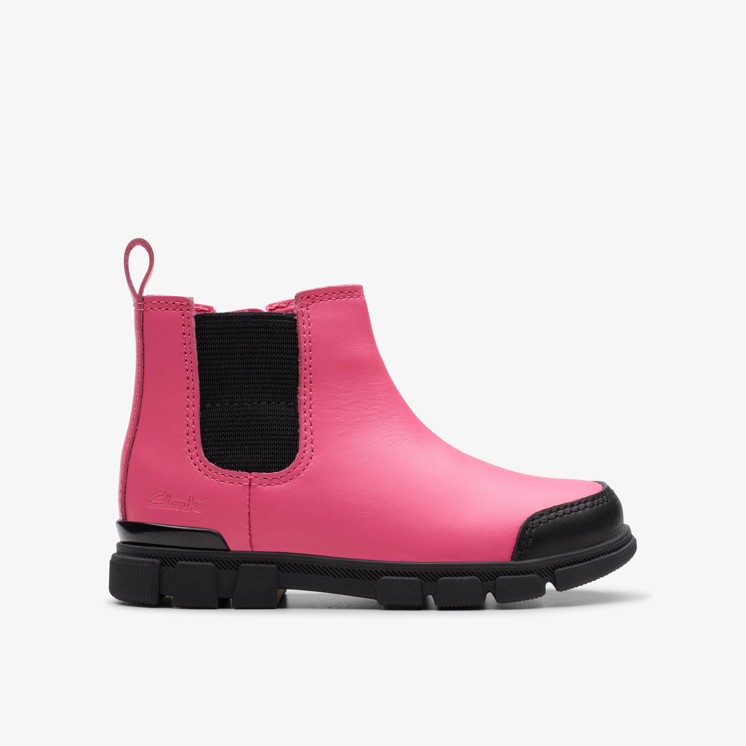 Girls Evyn Chelsea Toddler Bright Pink Leather Chelsea Boots Clarks UK