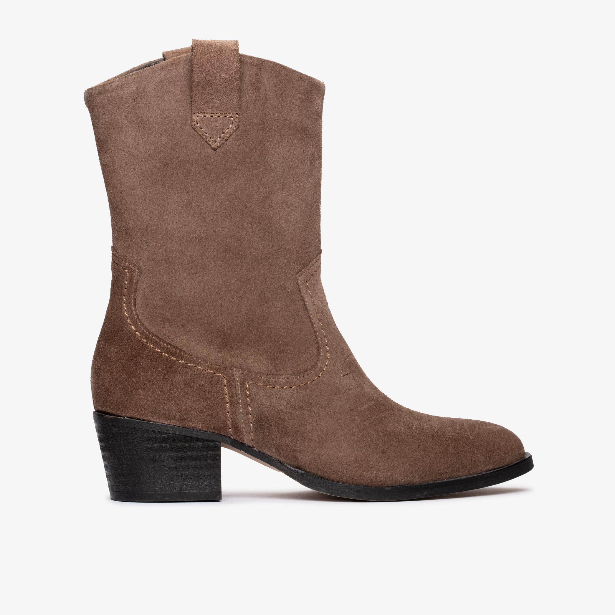 Octavia Up Taupe Suede Mid Calf Boots, view 1 of 6