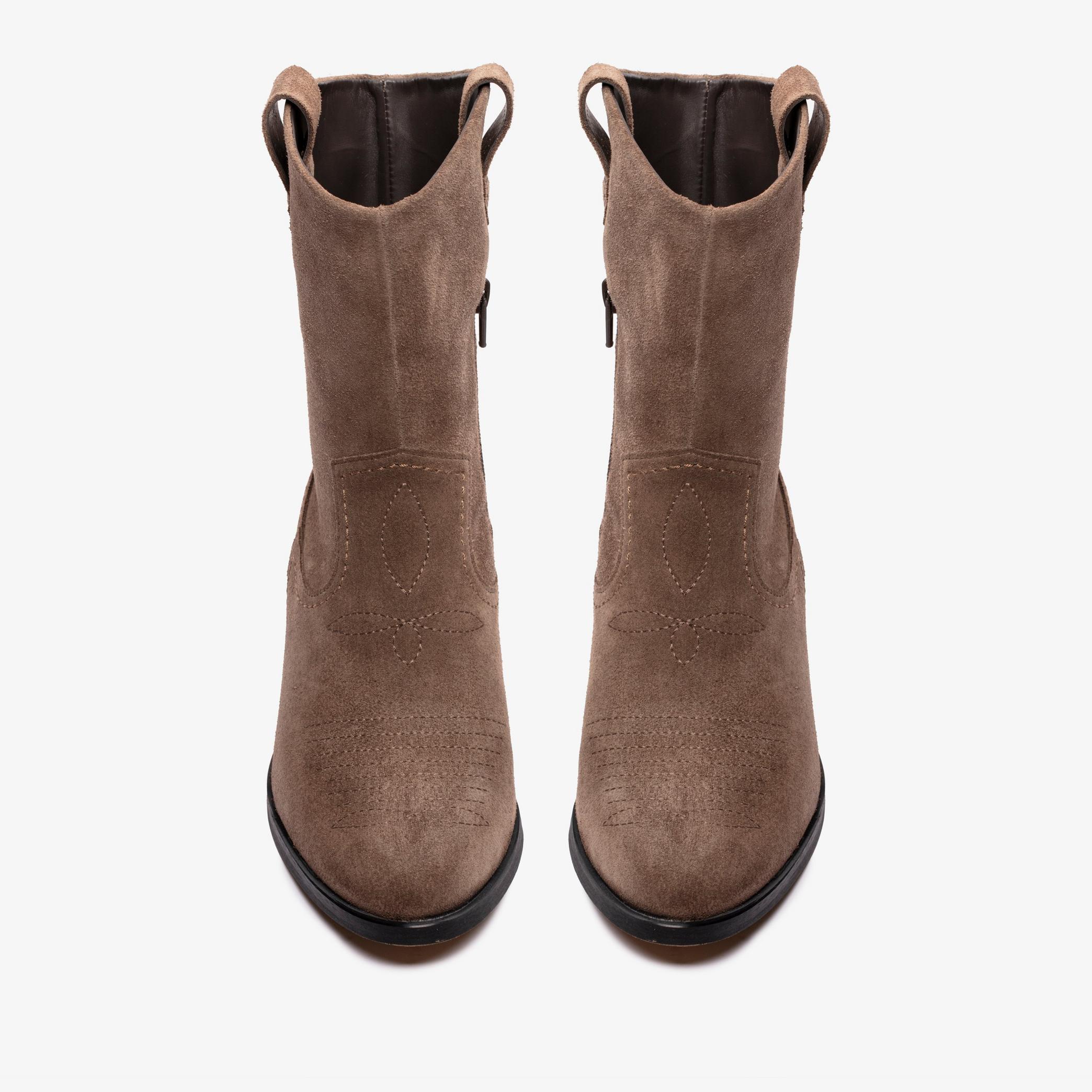 Octavia Up Taupe Suede Mid Calf Boots, view 6 of 6
