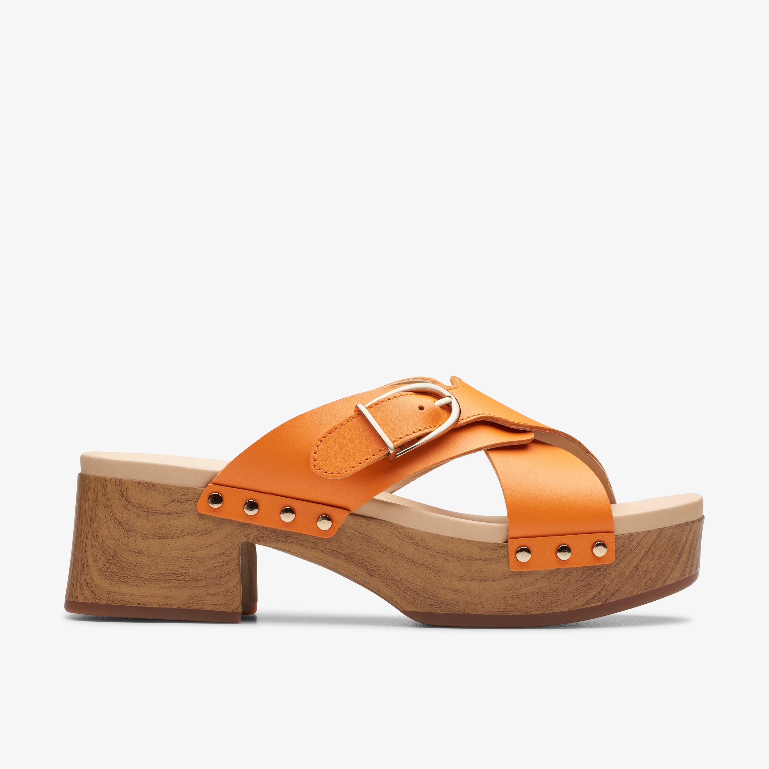 Womens Sivanne Walk Orange Leather Wedges Clarks UK