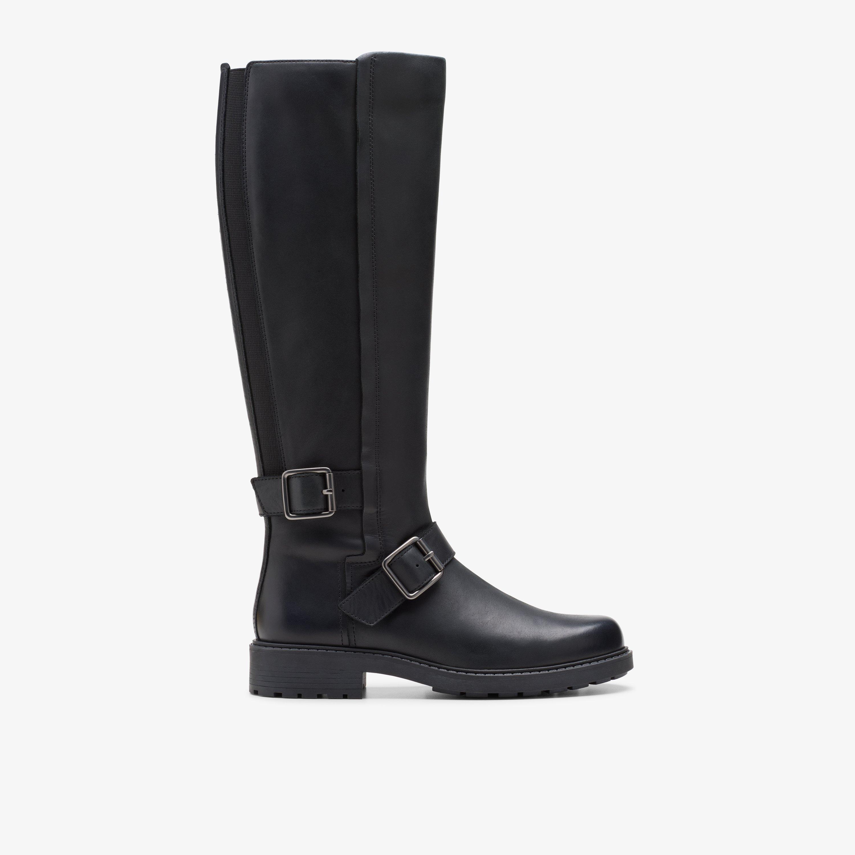 Clarks knee high boots black best sale