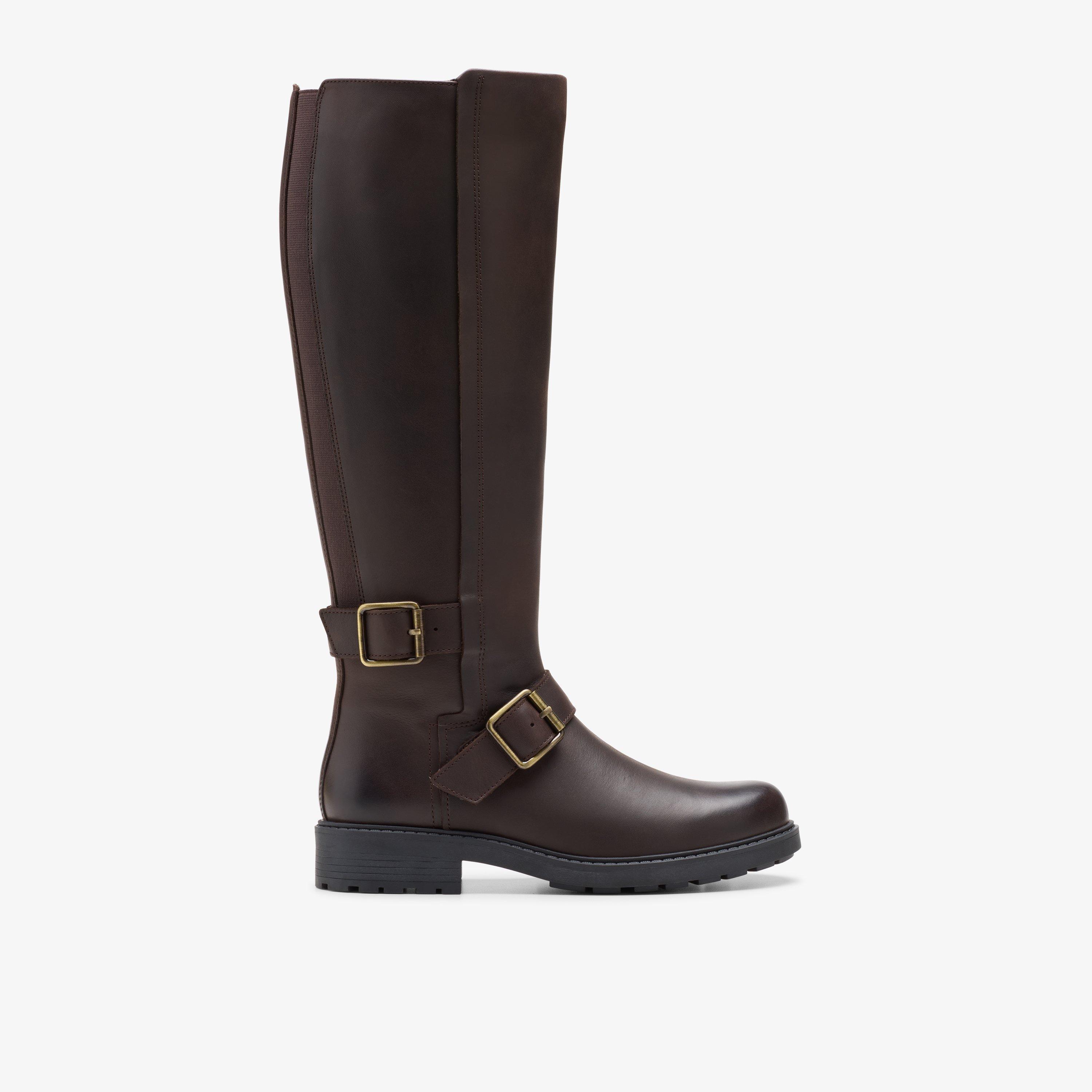 Clarks ladies long black boots on sale