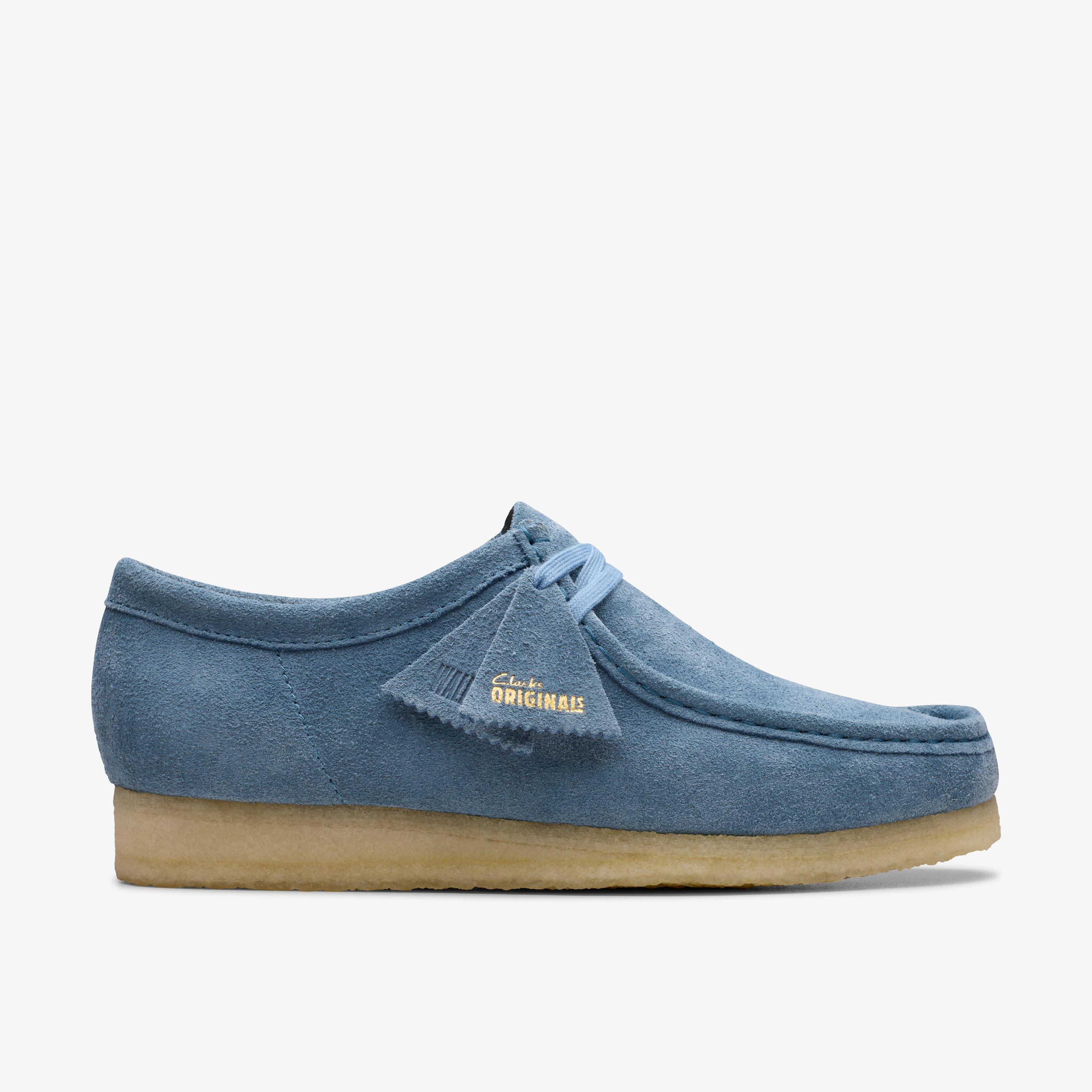 Blue leather clarks wallabees best sale