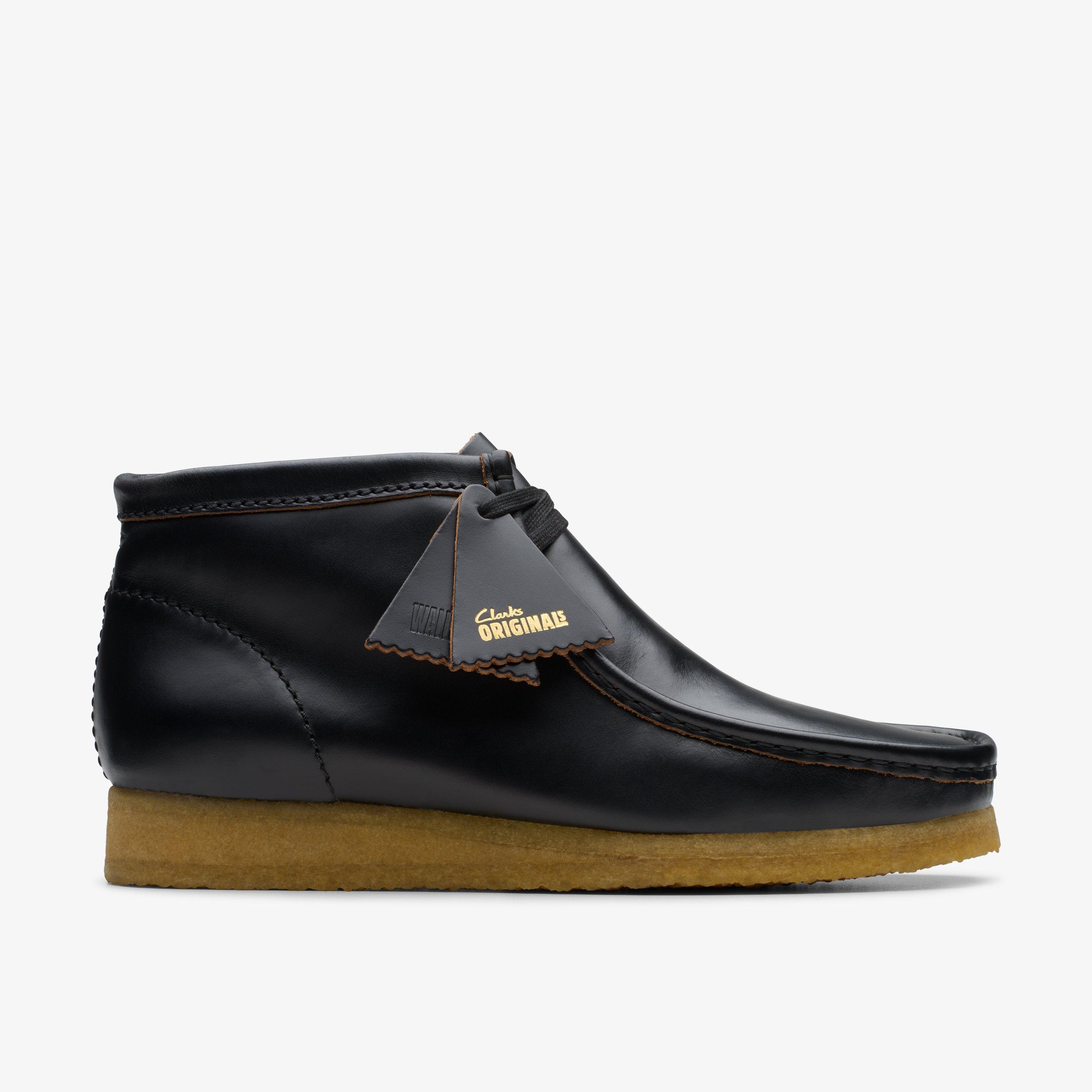 Mens Wallabee Boot Black Smooth Leather