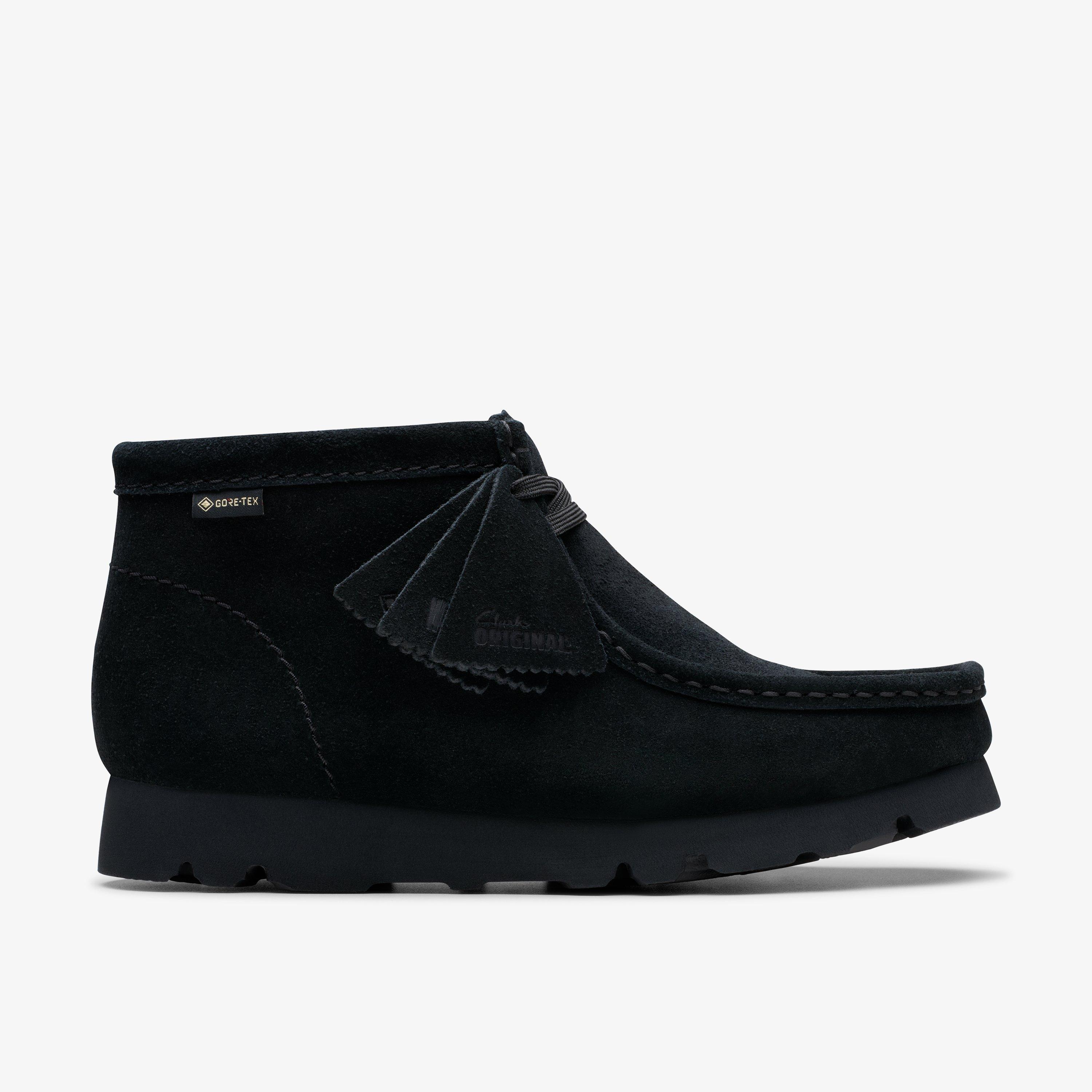 Womens Wallabee Boot Gore-Tex Black Suede Moccasin Boots | Clarks