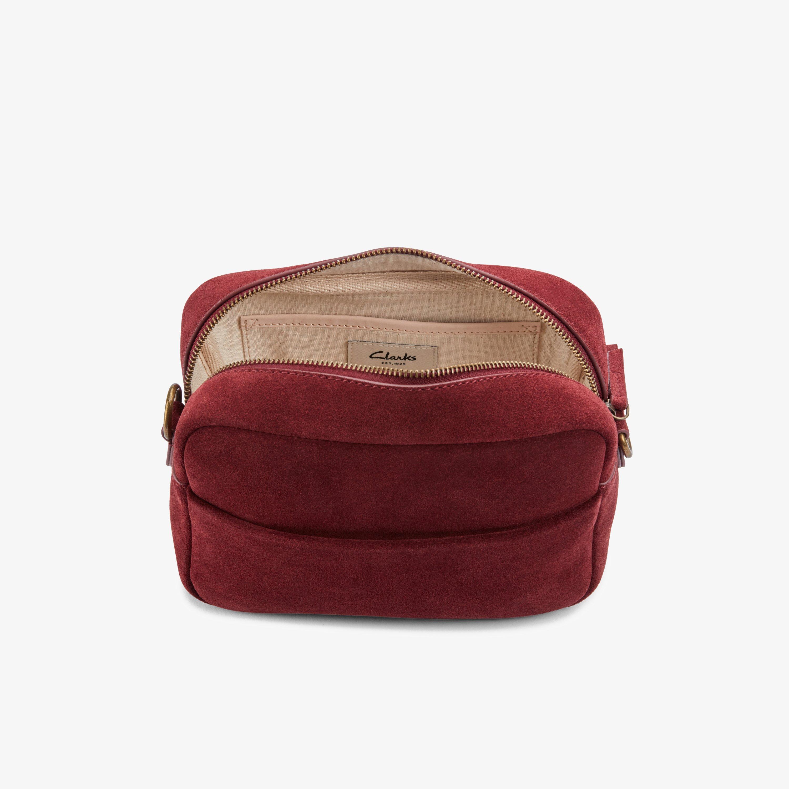 Kierra Strap Maroon Suede Cross Body Bag, view 4 of 4