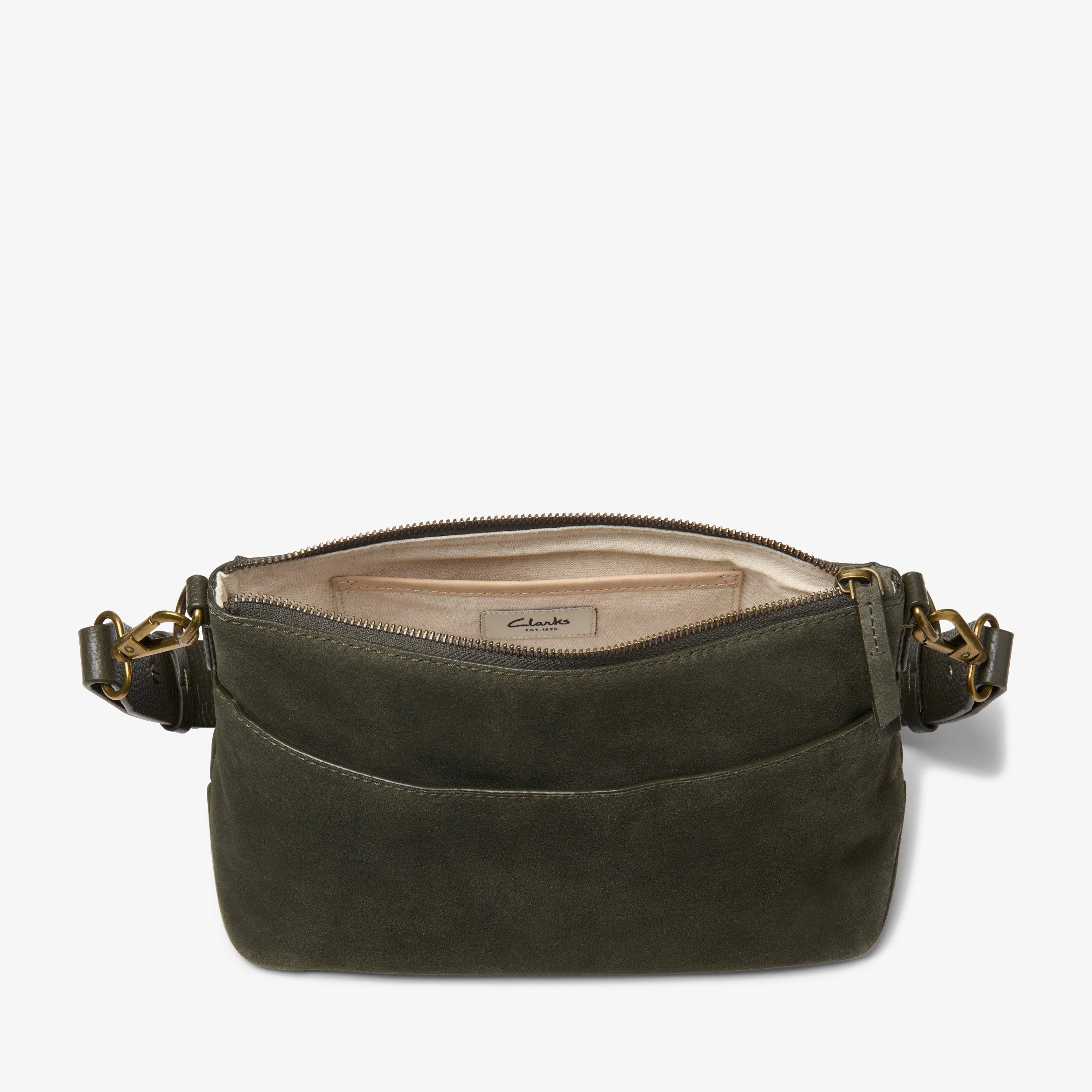 Womens Willow Cross Dark Green Suede Across Body Bag Clarks IE