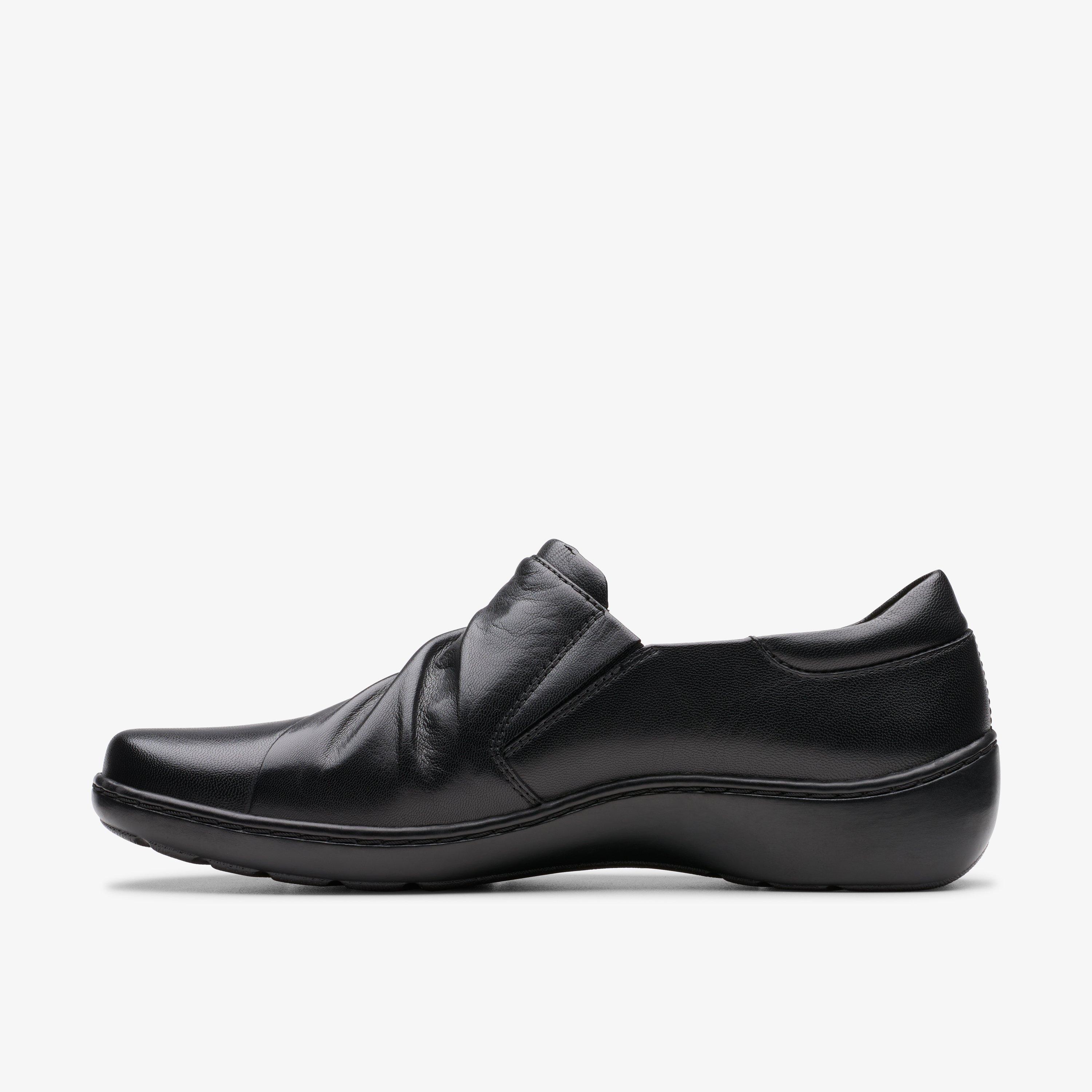 Womens Cora Aubrie Black Leather Slip Ons Clarks Outlet