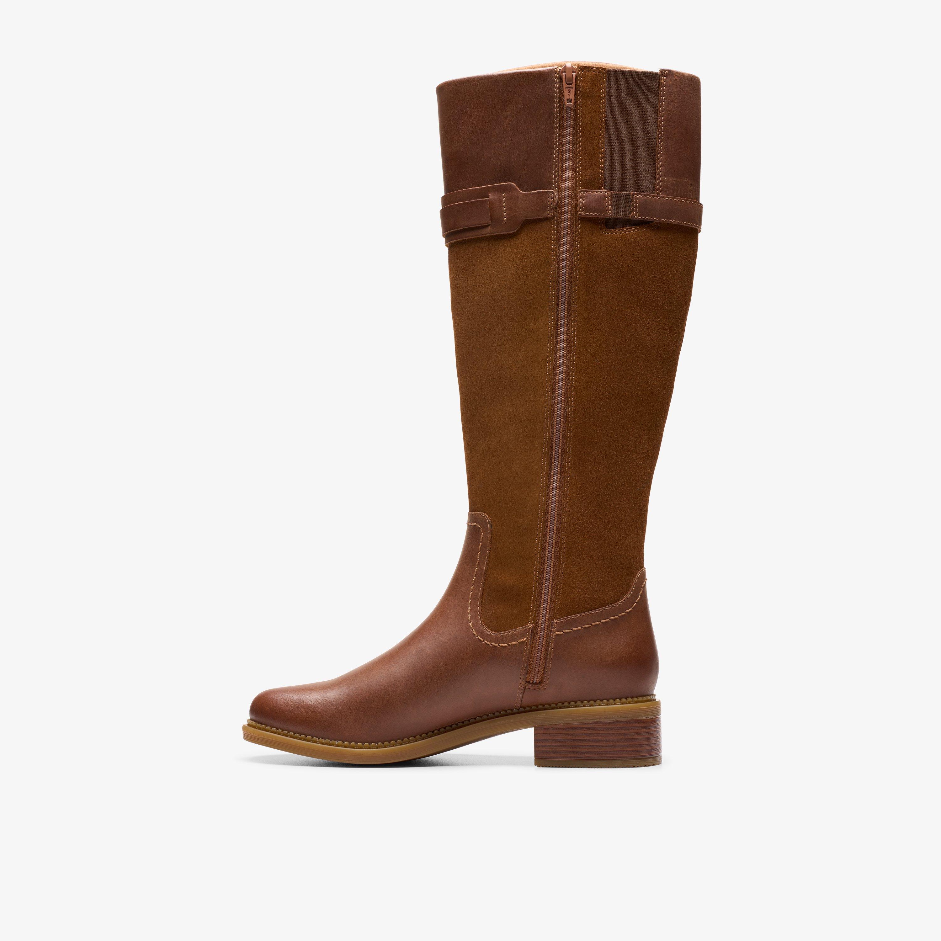 Women s Knee High Boots Chunky Heeled Flat Clarks US