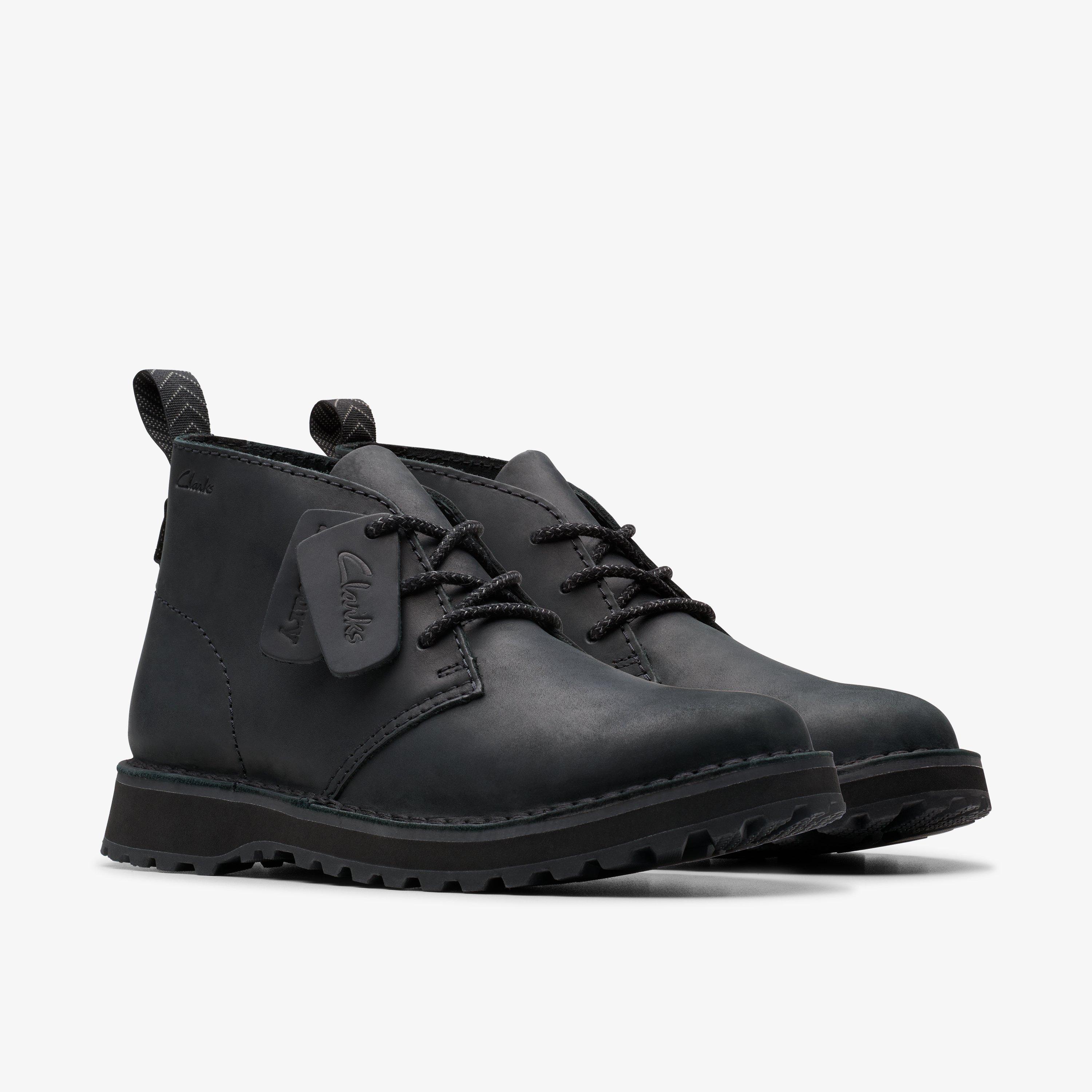 Solsbury Desert Boot Black Leather Desert Boots Ankle Boots Lace Up, view 4 of 6