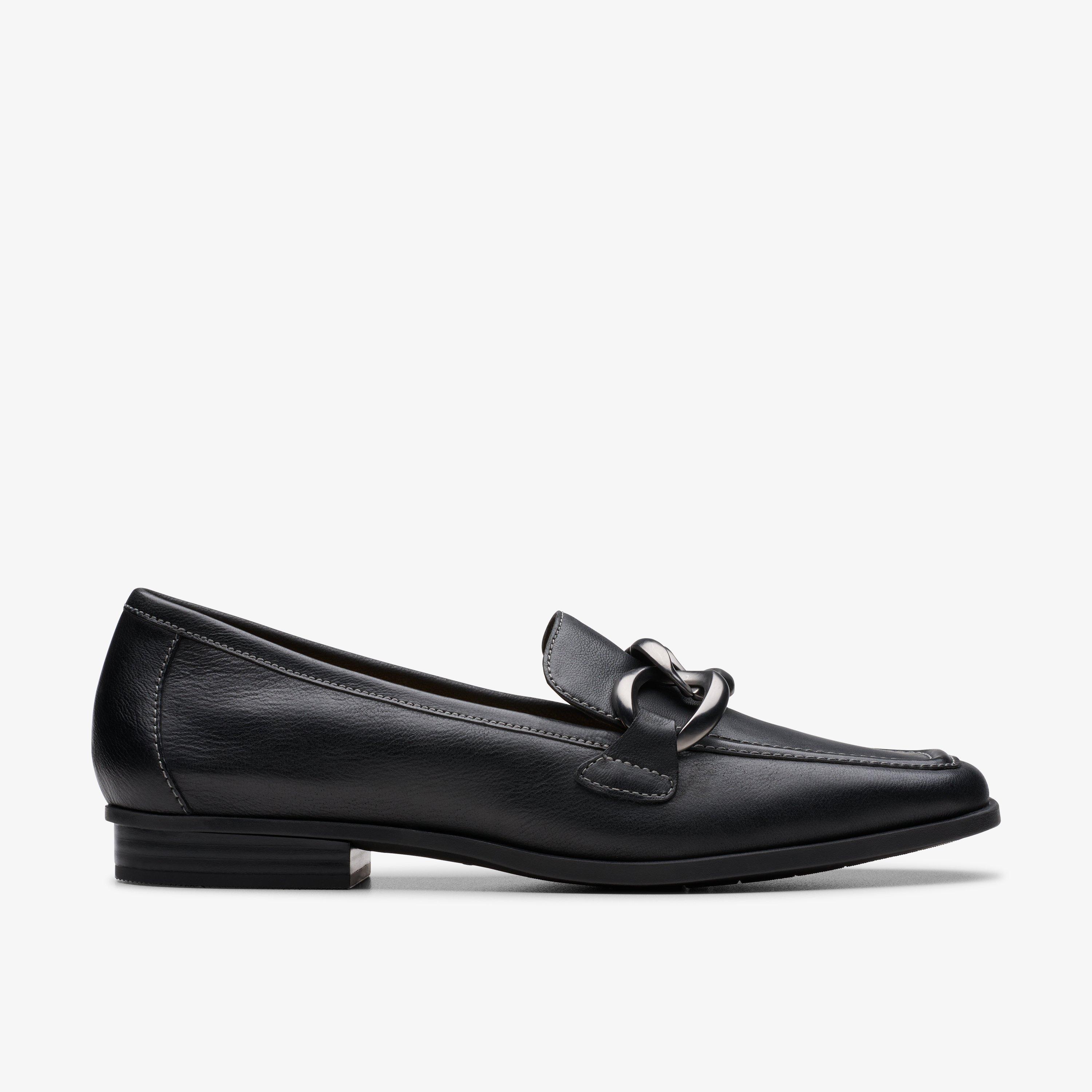 Womens Sarafyna Iris Black Leather Loafers | Clarks US