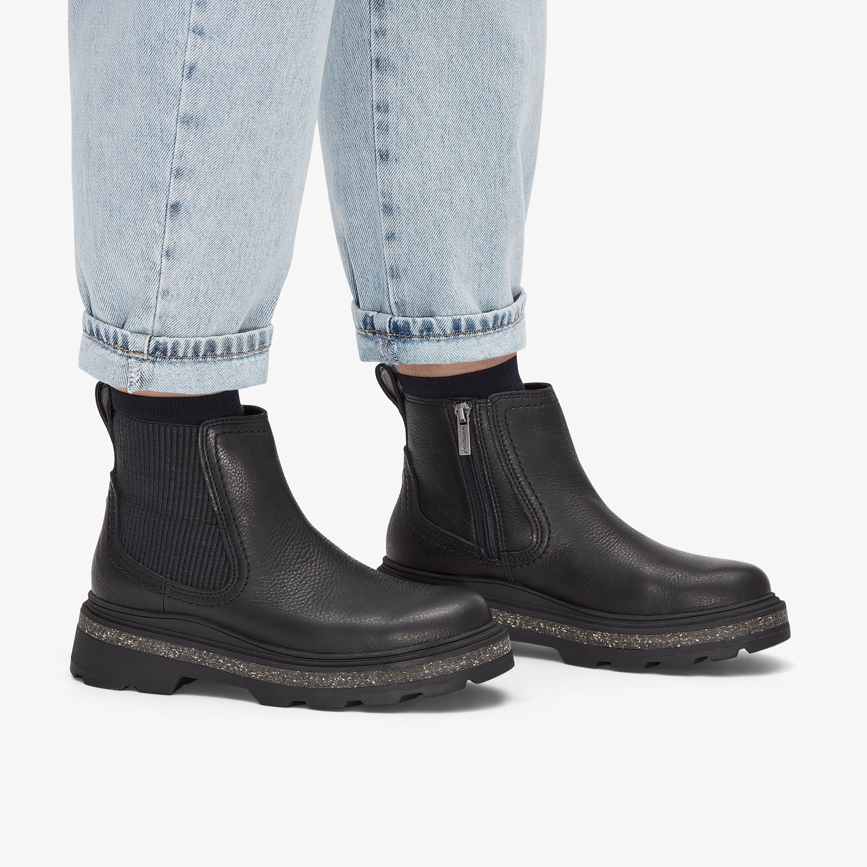 Womens Hencroft StepWP Black Leather Chelsea Boots | Clarks US