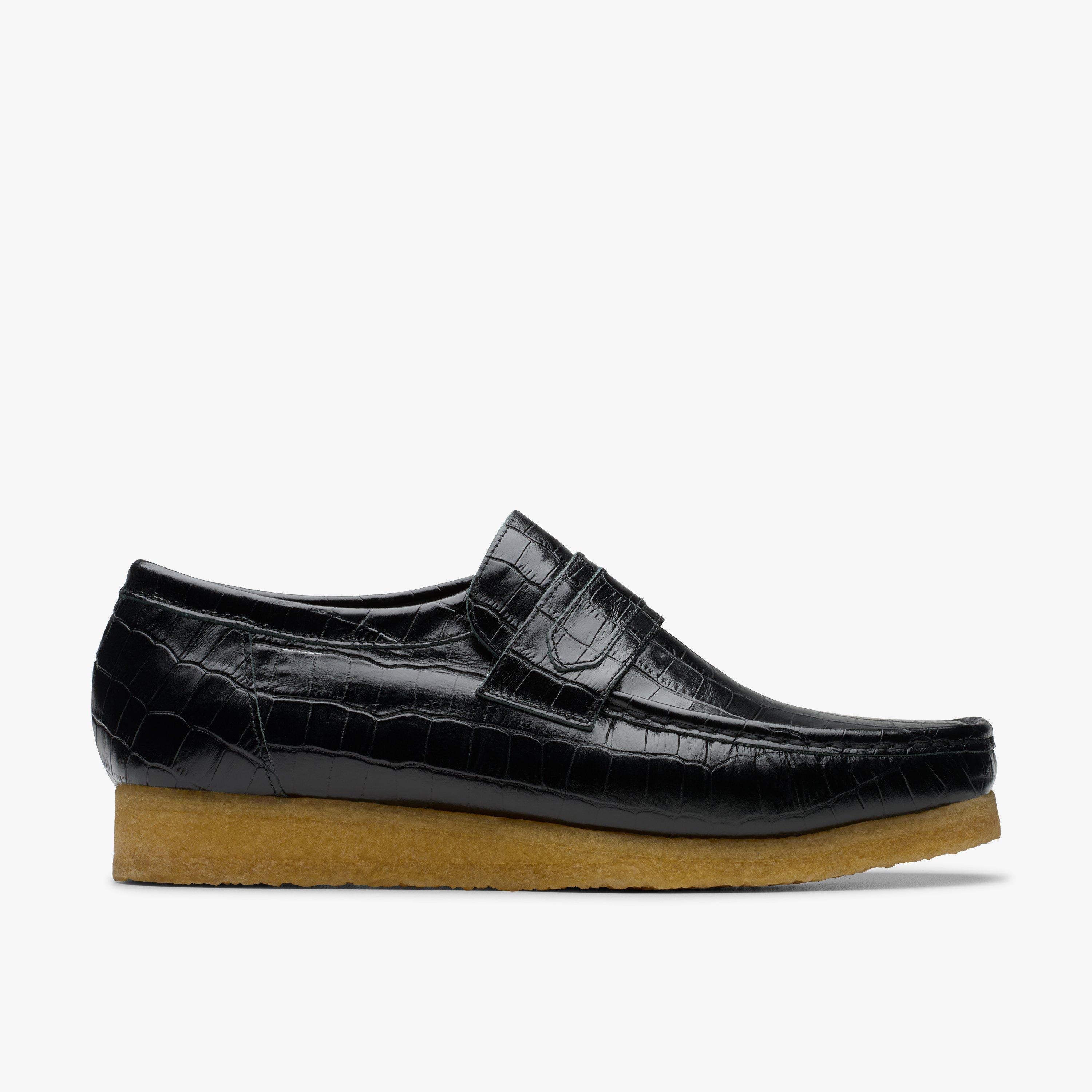 Clarks Mens Wallabee Loafer Crocodile 8 Black