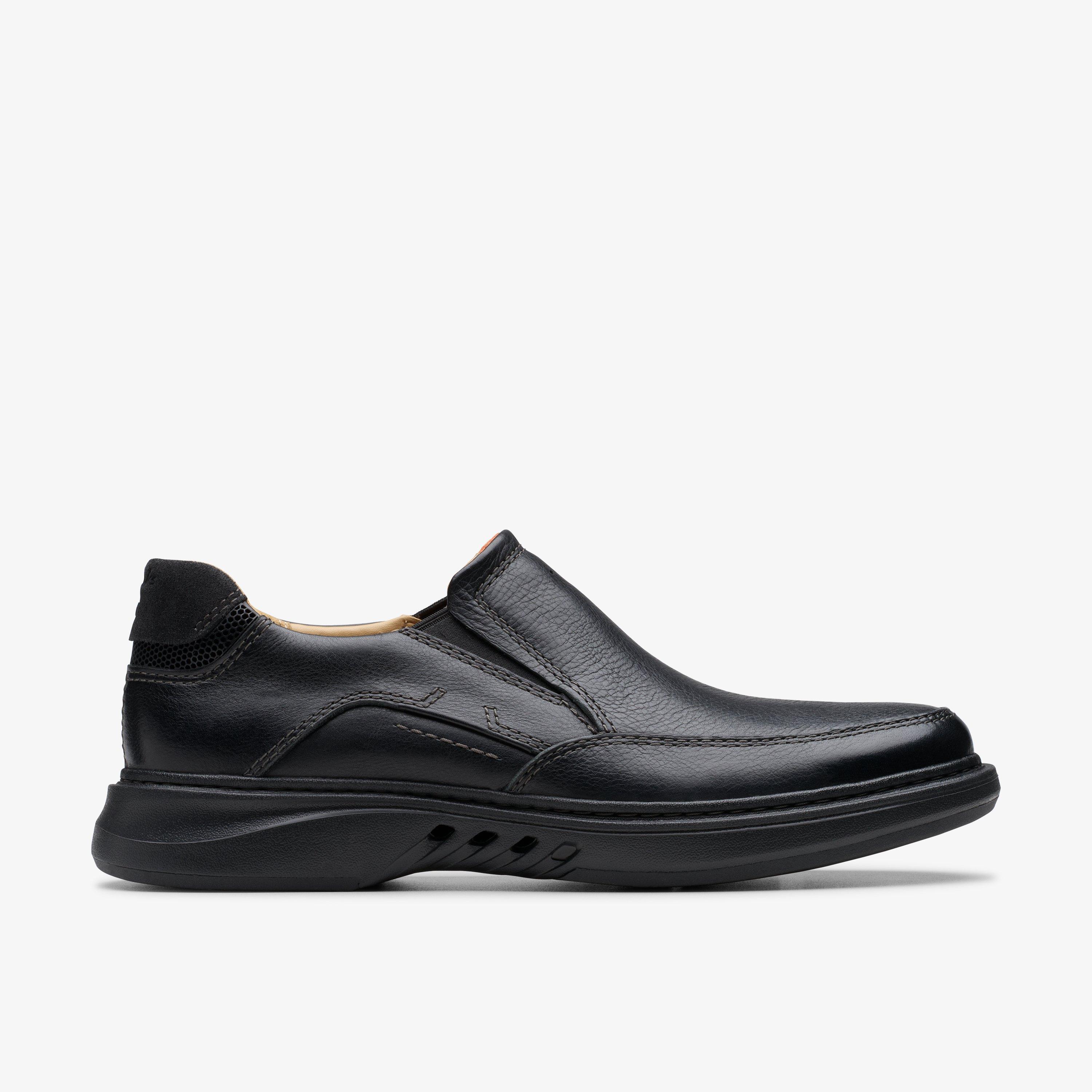 Mens Un Briley Step Black Leather Shoes | Clarks CA