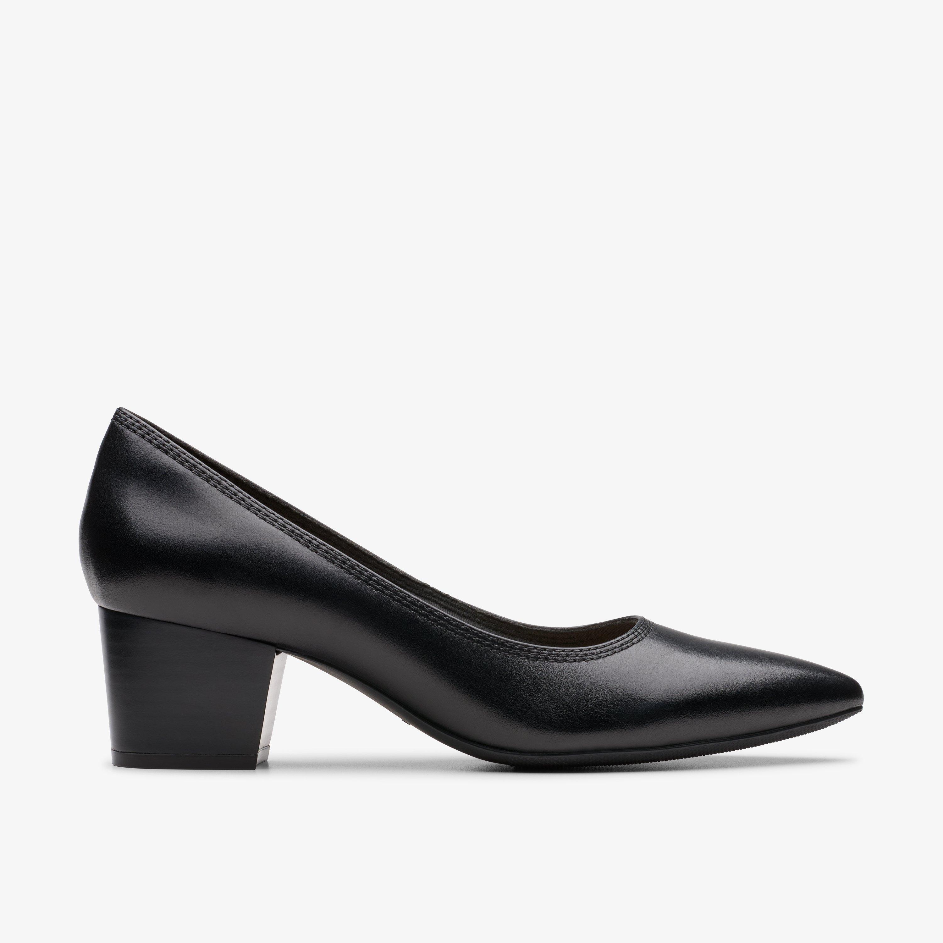 Clarks black leather pumps on sale