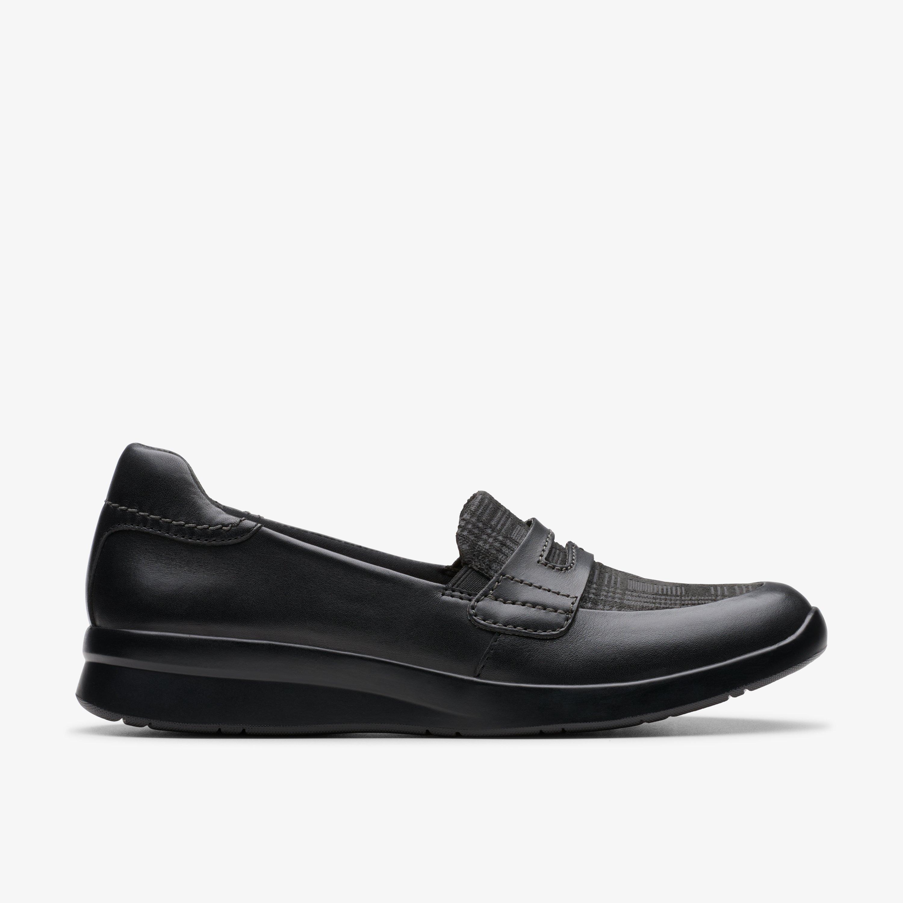 Clarks black loafers online