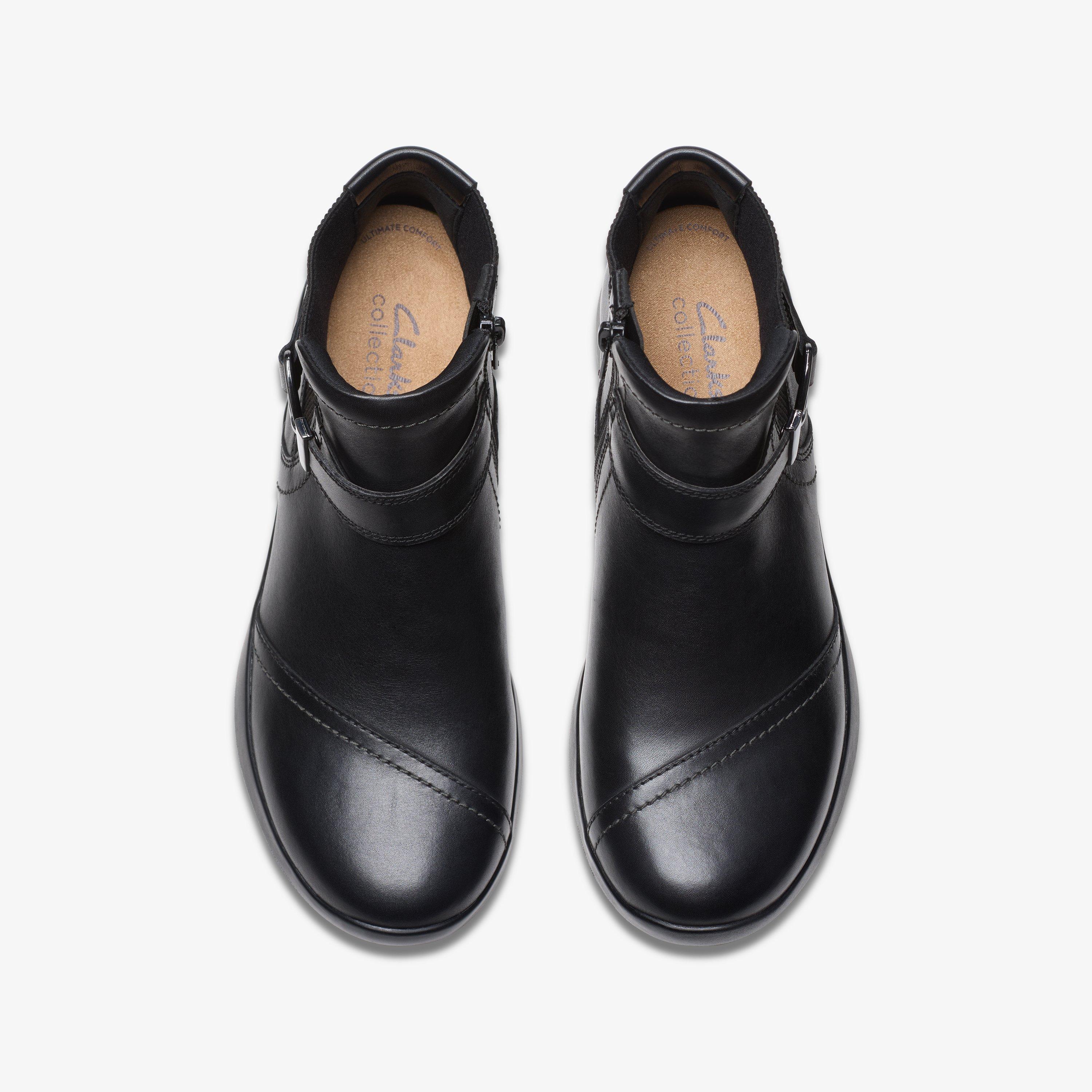 Womens Ellowyn Strap Black Leather Ankle Boots | Clarks US