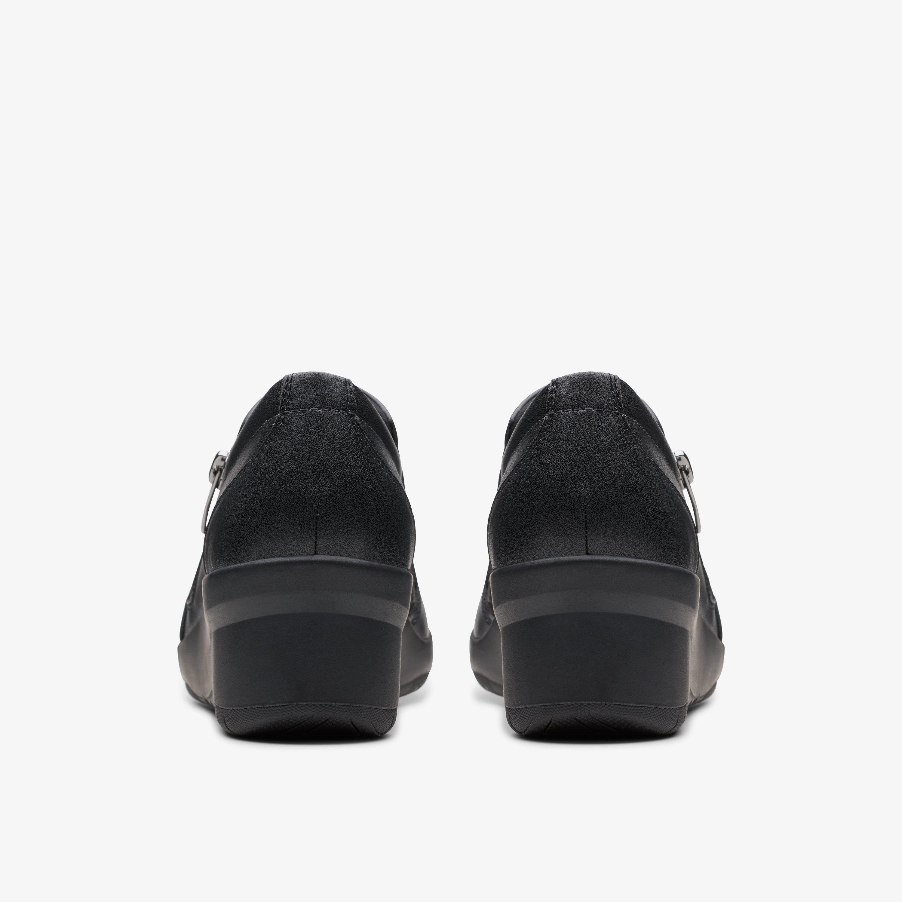 Women's Suttyn Zip Black Leather Slip Ons | Clarks