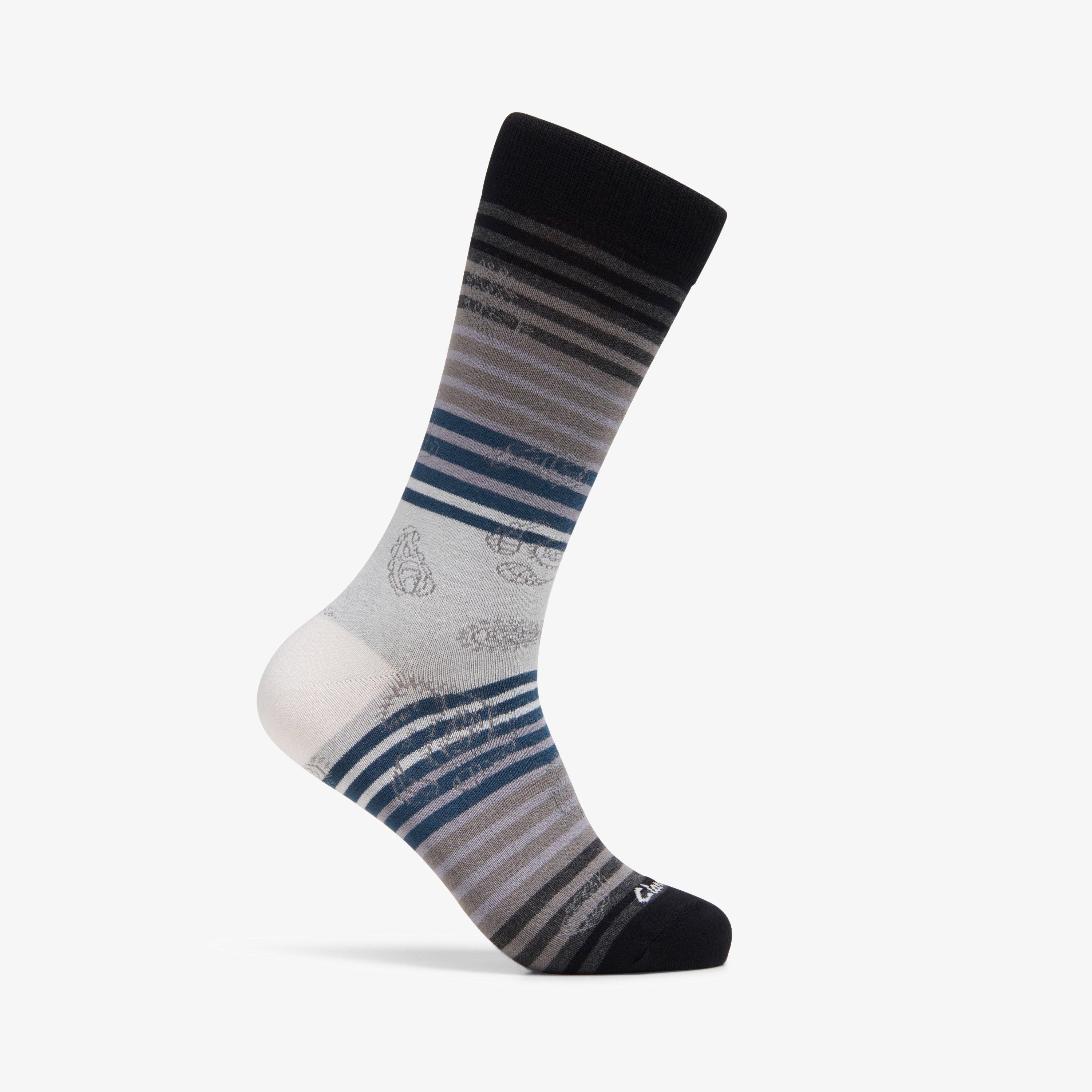 Mens Paisley Stripe Sock Grey Socks | Clarks US