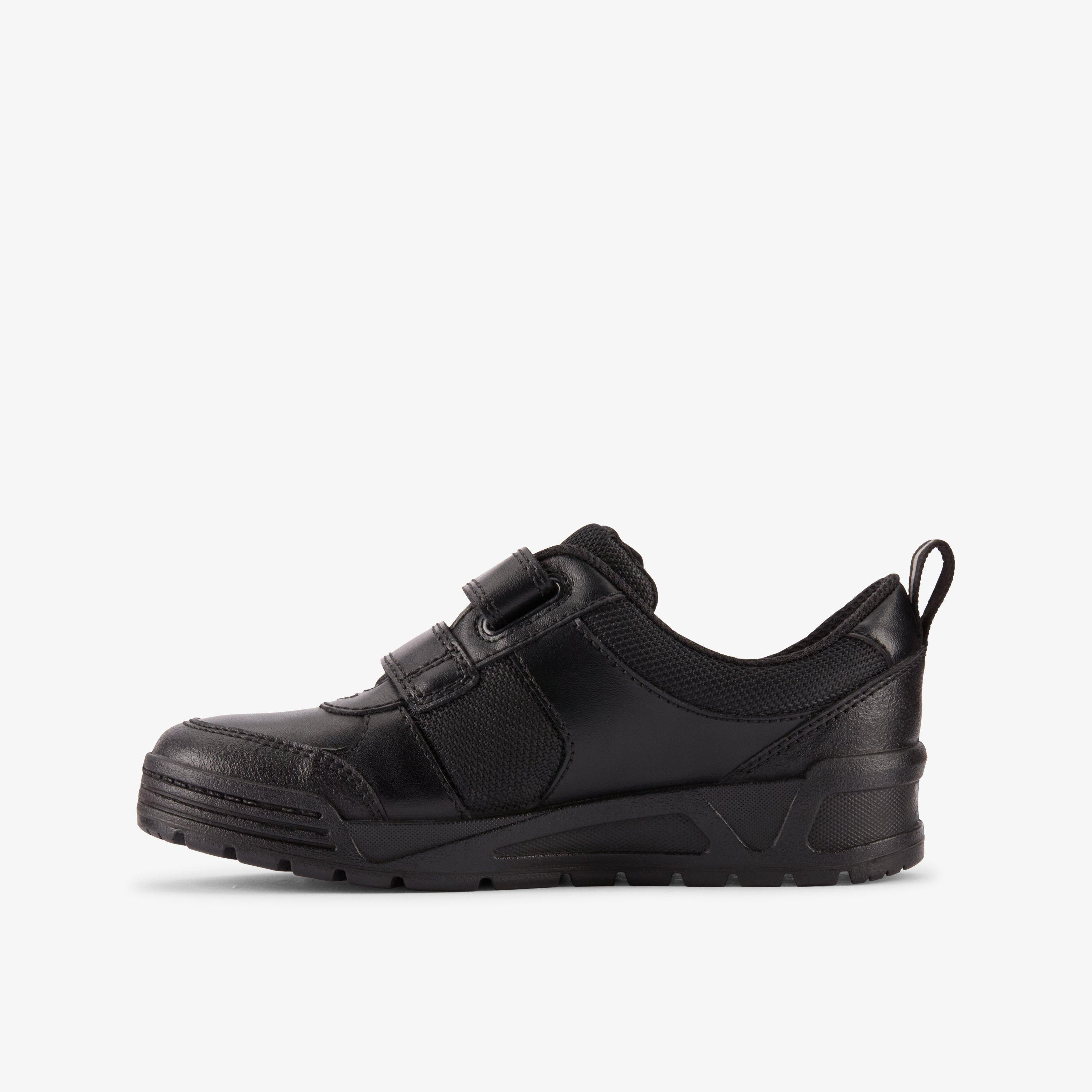 Palmer Stride Kid Black Leather Riptape School Shoes, view 2 of 6