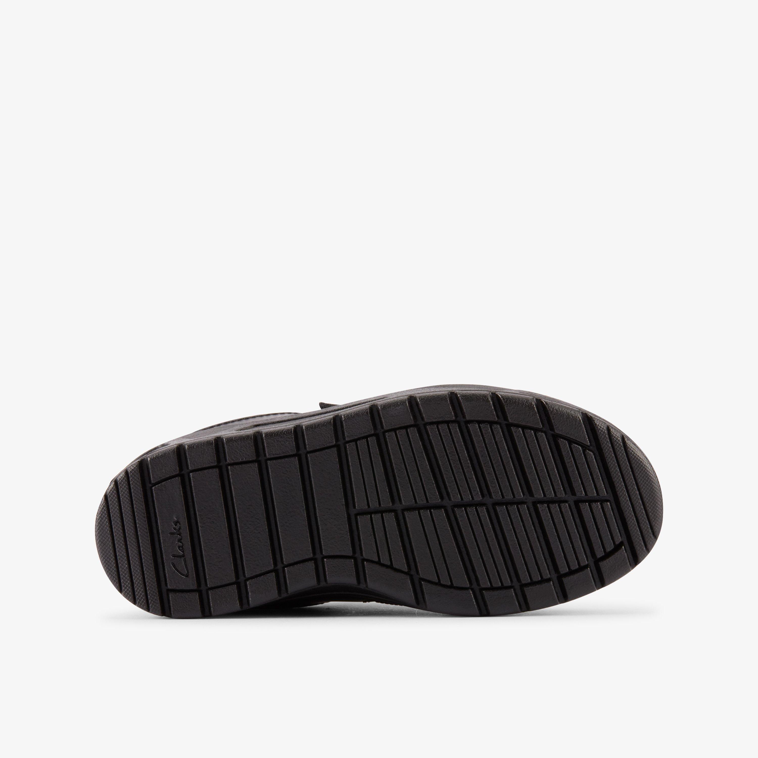 Palmer Stride Kid Black Leather Riptape School Shoes, view 3 of 6