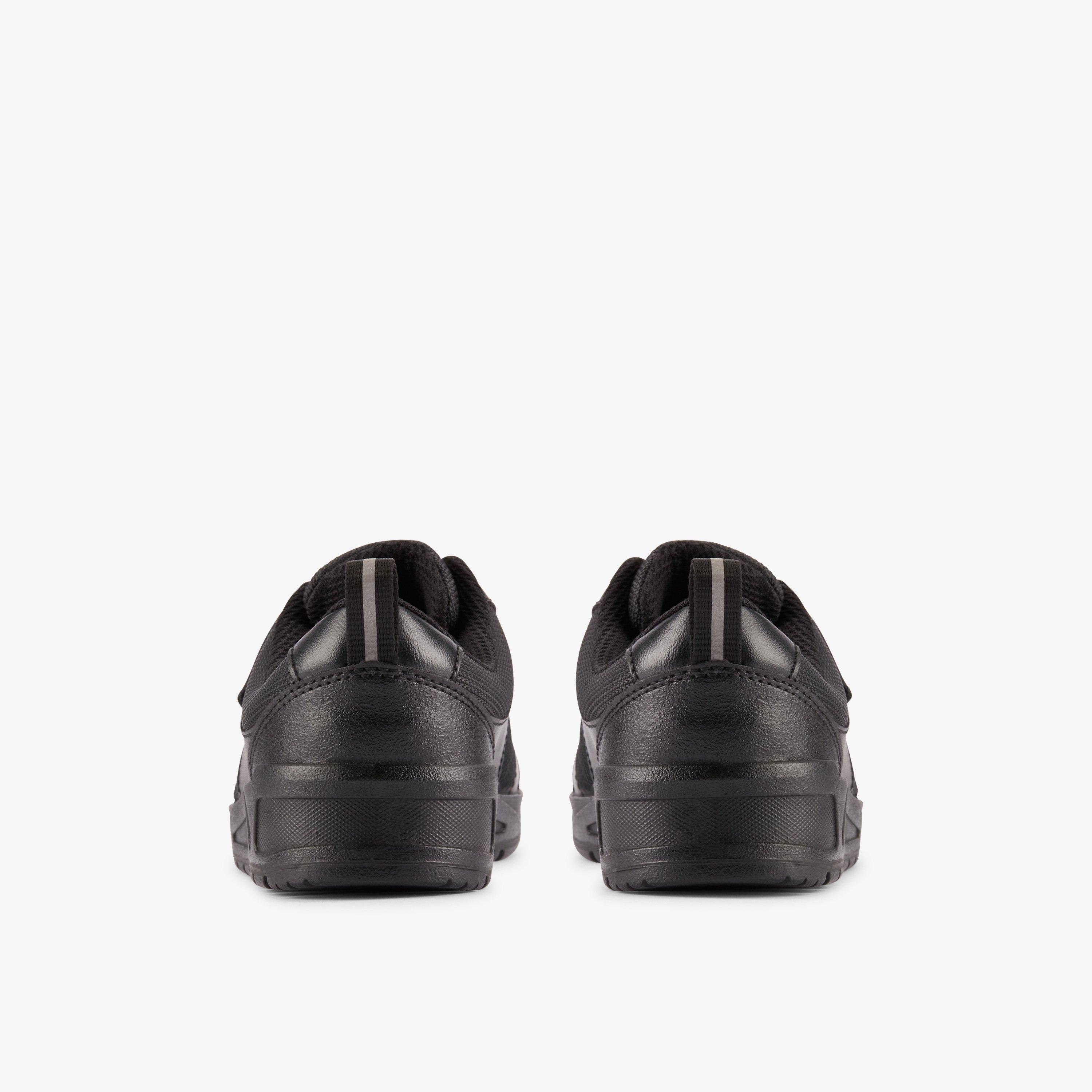 Palmer Stride Kid Black Leather Riptape School Shoes, view 5 of 6