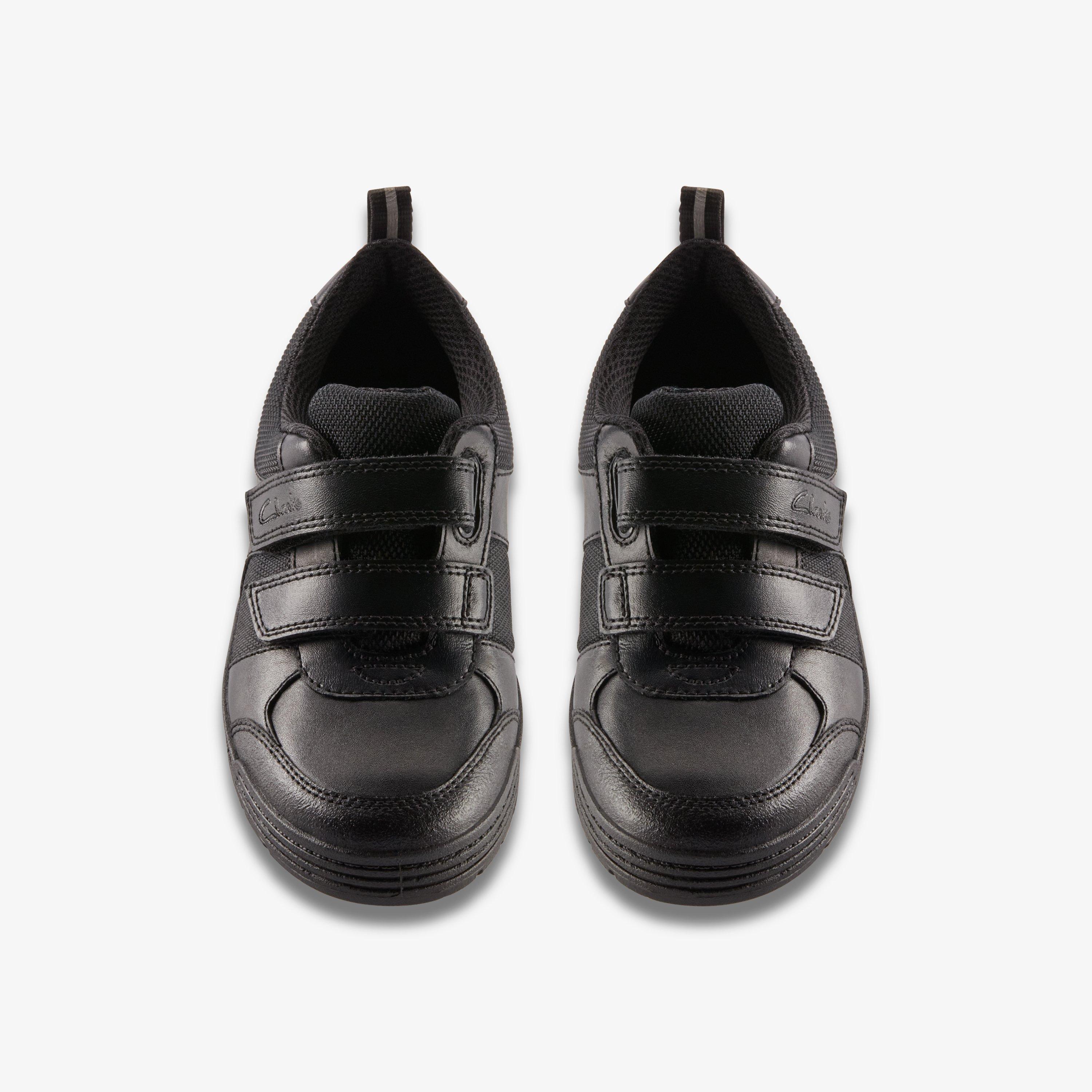 Palmer Stride Kid Black Leather Riptape School Shoes, view 6 of 6