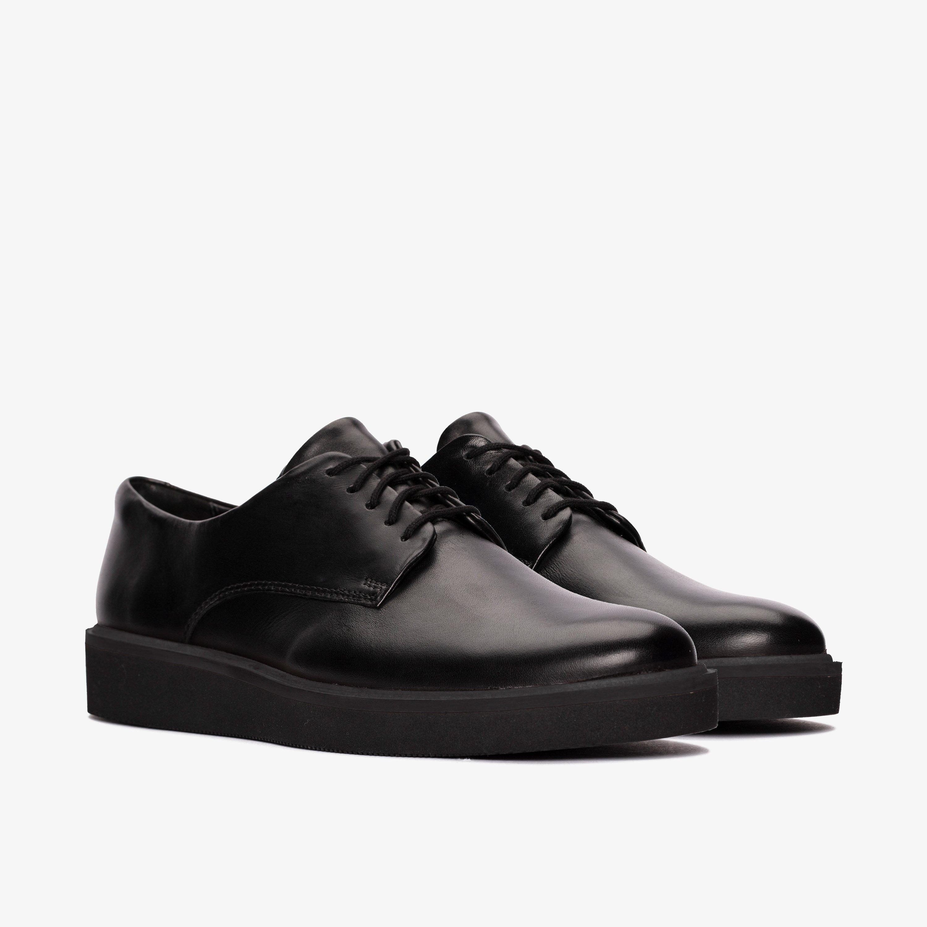 Womens Glickly Derby 2 Black Leather Derby Lace Up Shoes | Clarks