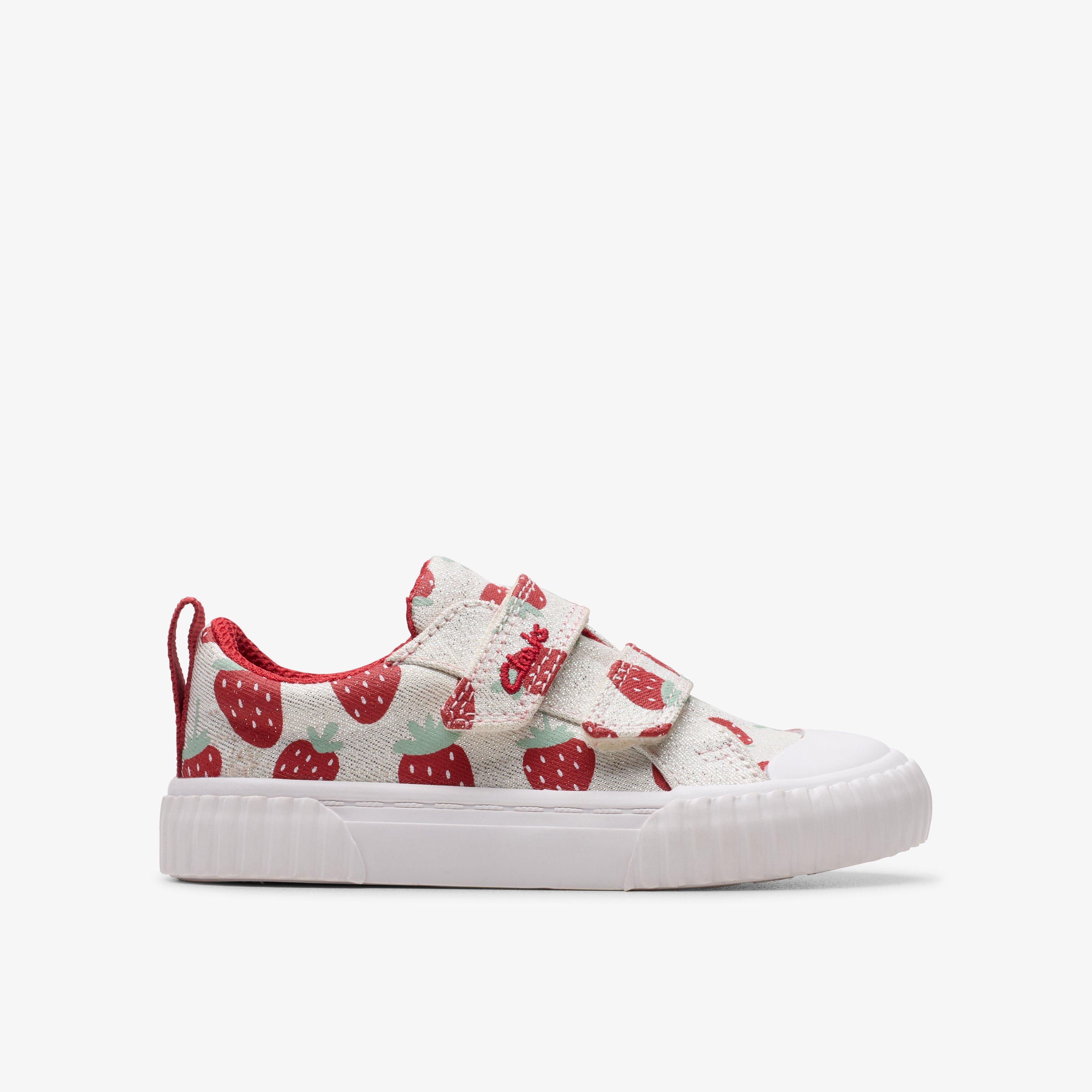 Foxing Fraise Toddler Cotton Metallic Canvas Trainers Riptape, view 1 of 6