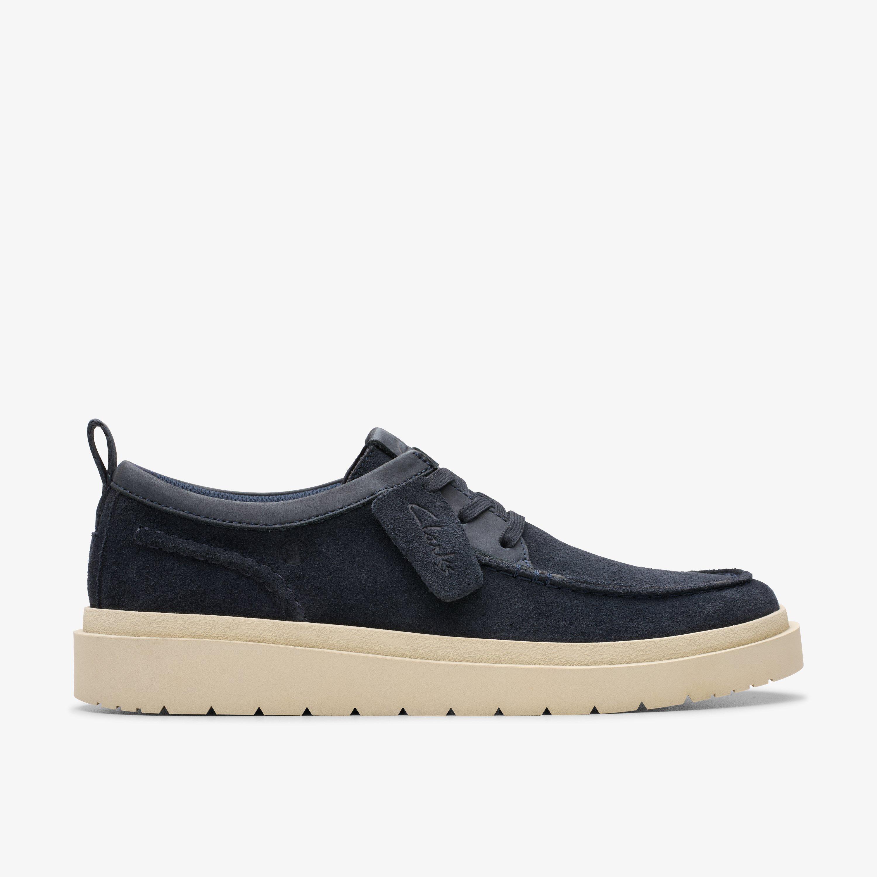 Size 12 Clarks Polden Moc Navy Suede shoes