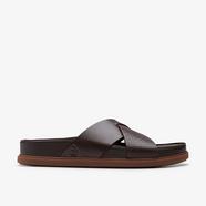Sandales Plates Torford En Cuir Brun Crois Pour Homme Clarks CA