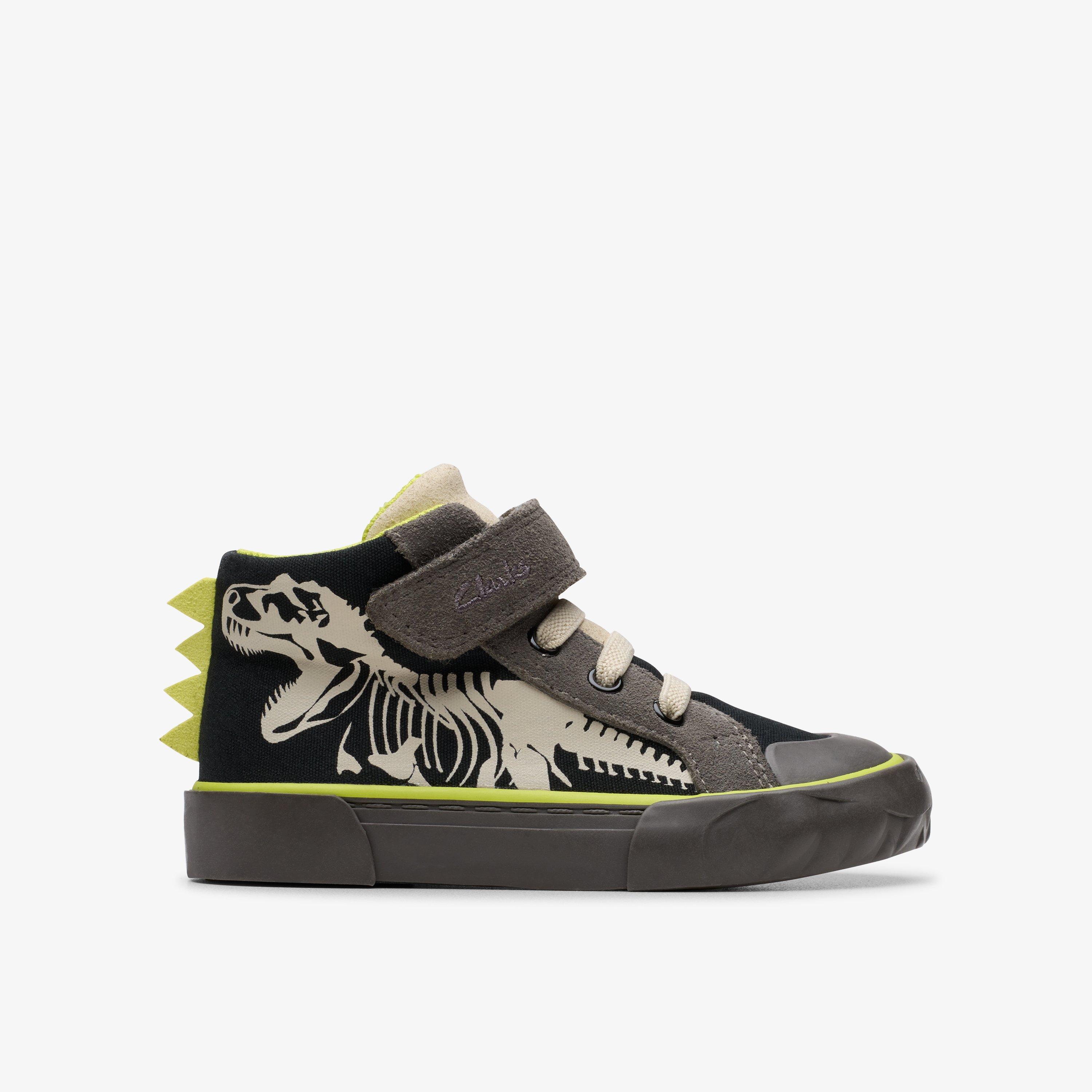 Foxing Rex Hi Toddler Black Canvas Trainers High Tops Riptape, view 1 of 6